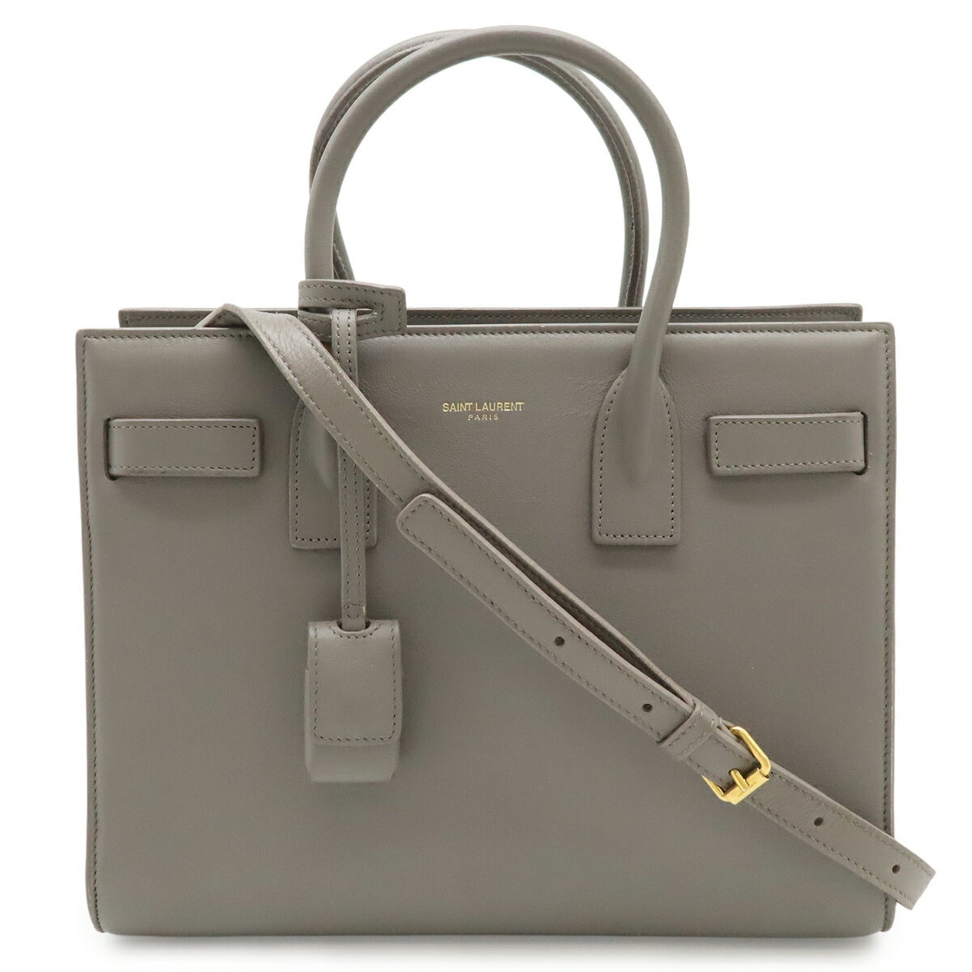 Yves Saint Laurent Gray Leather Handbag Shoulder Bag (Pre-Owned)