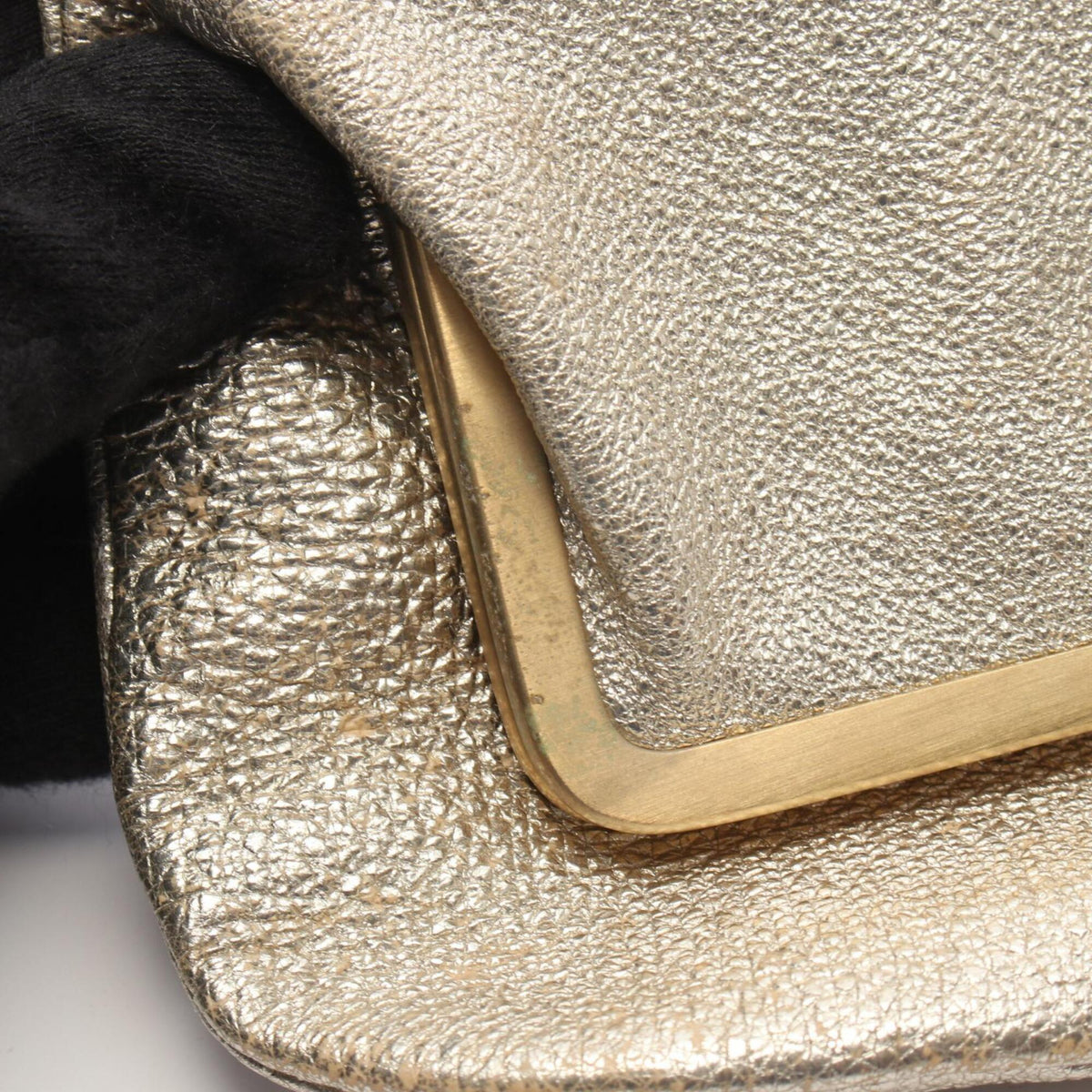 Jimmy Choo Gold Leather Clutch Bag Handbag (Pre-Owned)