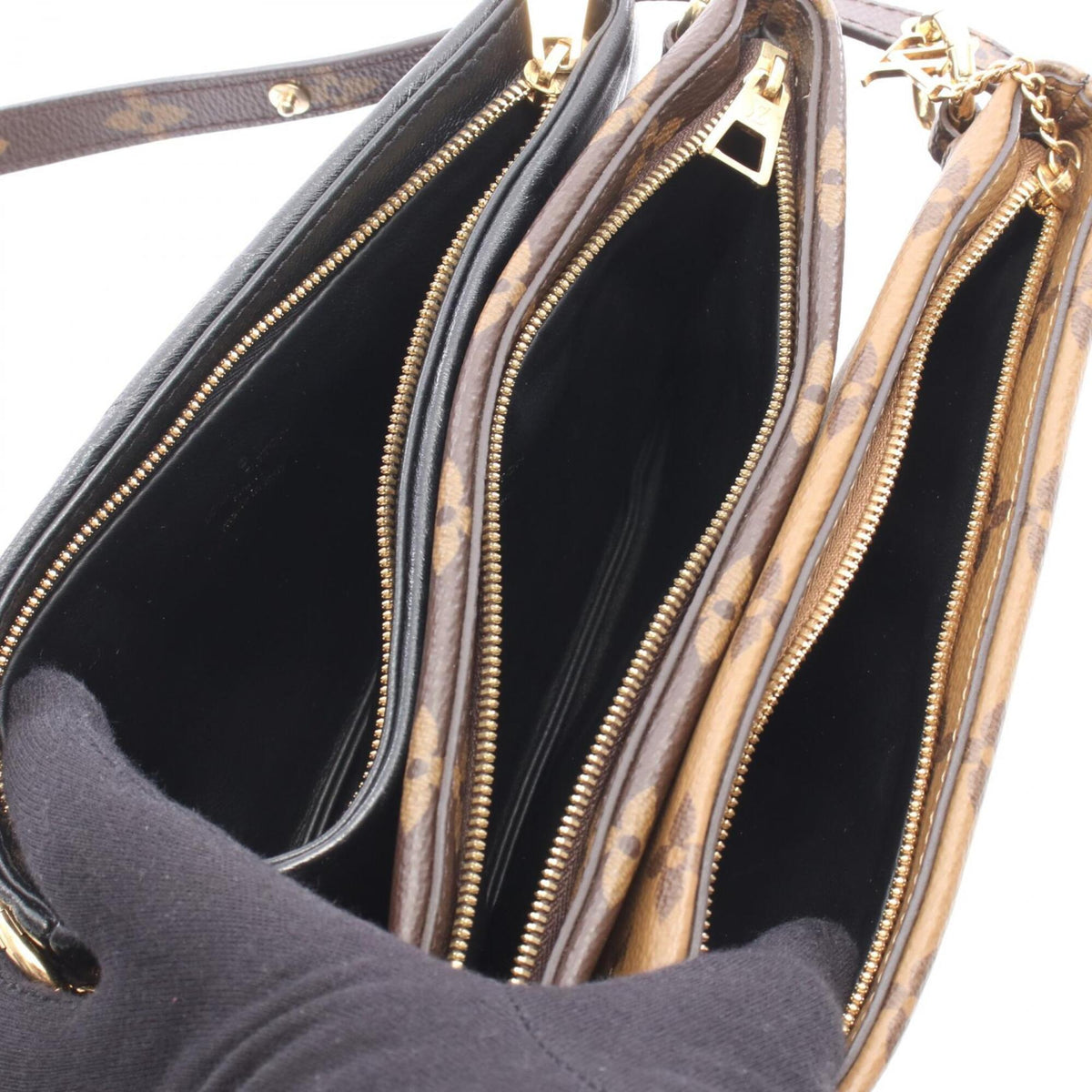 Louis Vuitton Black Brown Coated Canvas Leather Handbag Pochette Shoulder Bag (Pre-Owned)