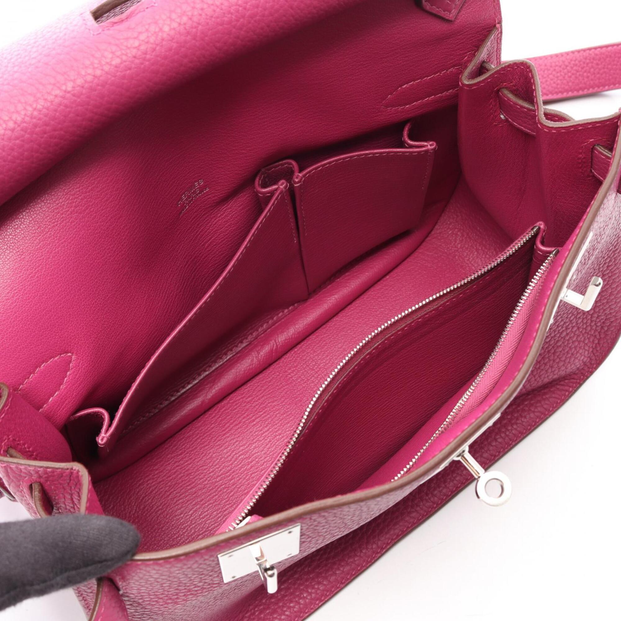 Hermes Pink Tosca Taurillon Clemence Leather Leather Handbag Shoulder Bag (Pre-Owned)