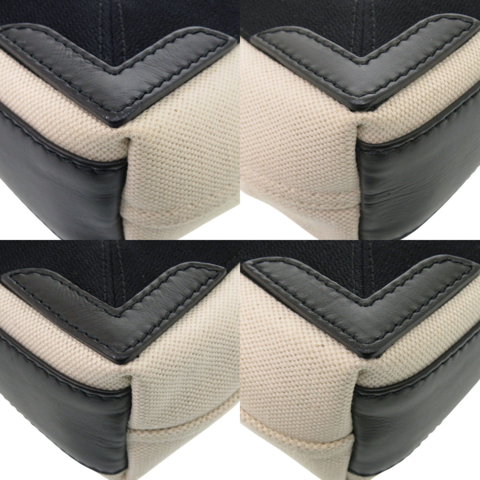 Balenciaga Black Light Beige Canvas Leather Handbag (Pre-Owned)