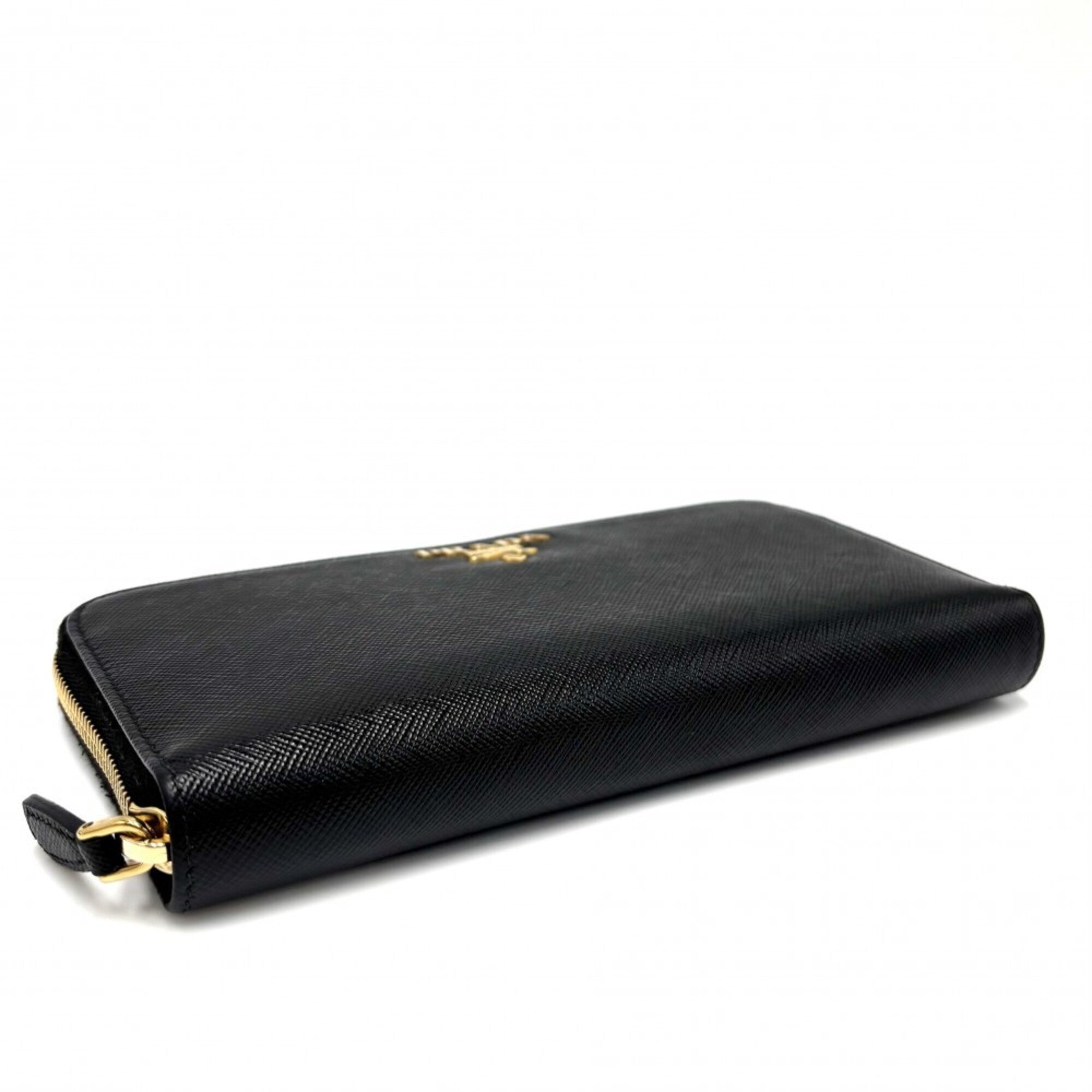 Prada Black Leather Long Wallet (Bi-Fold) (Pre-Owned)