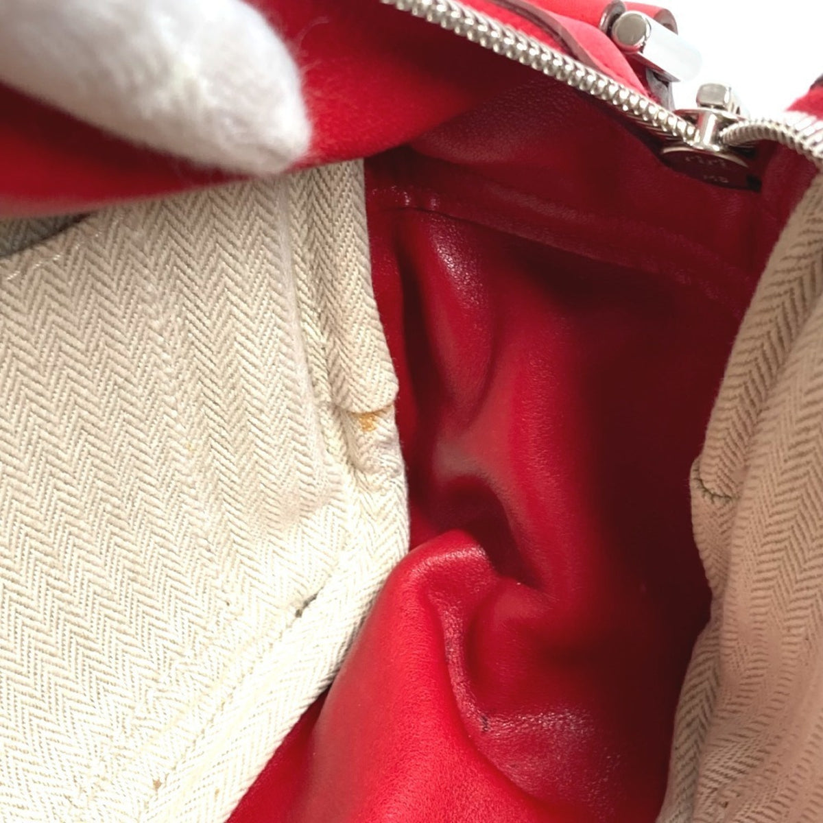 Hermes Red Color Leather Pochette Shoulder Bag (Pre-Owned)
