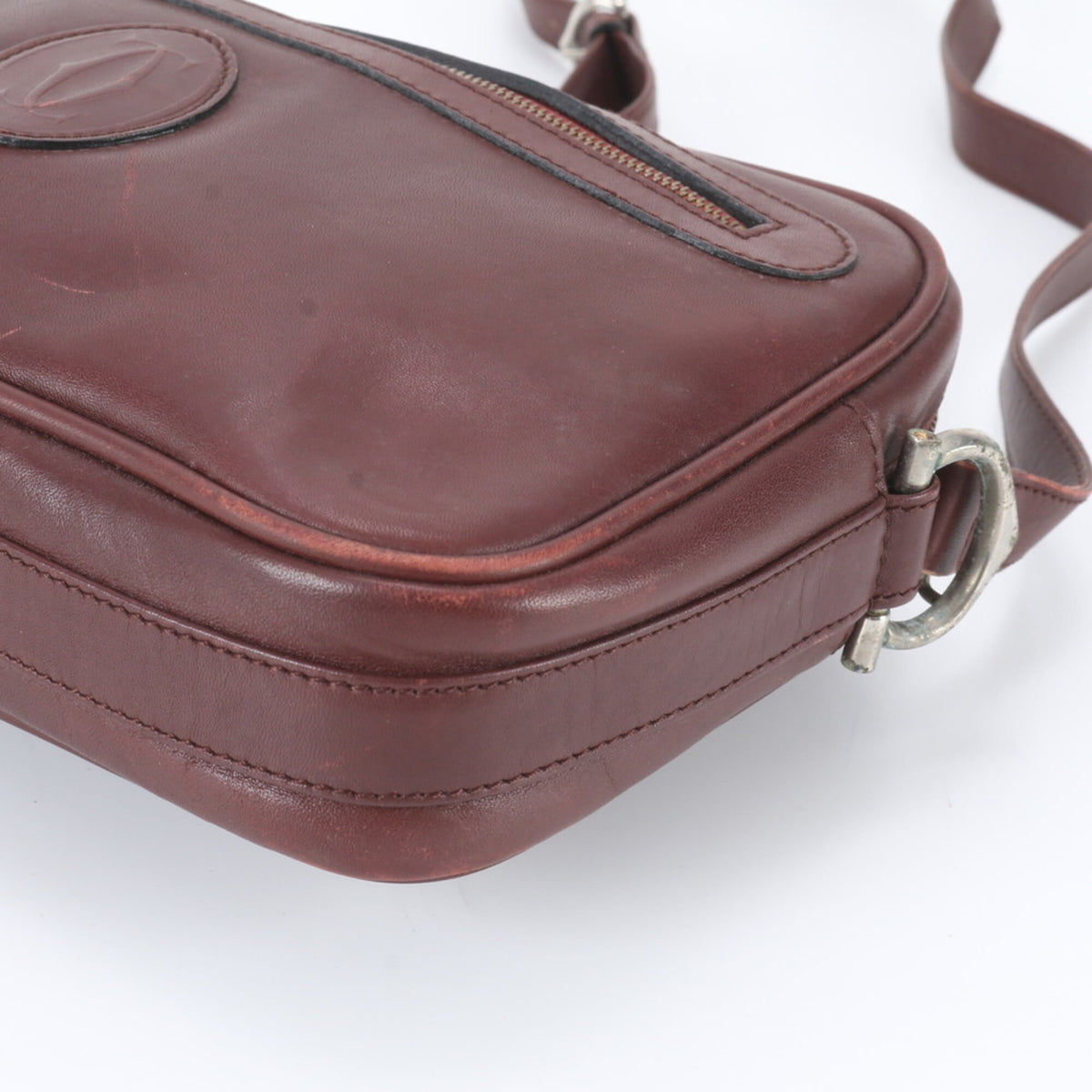 Cartier Bordeaux Leather Crossbody Bag Shoulder Bag (Pre-Owned)