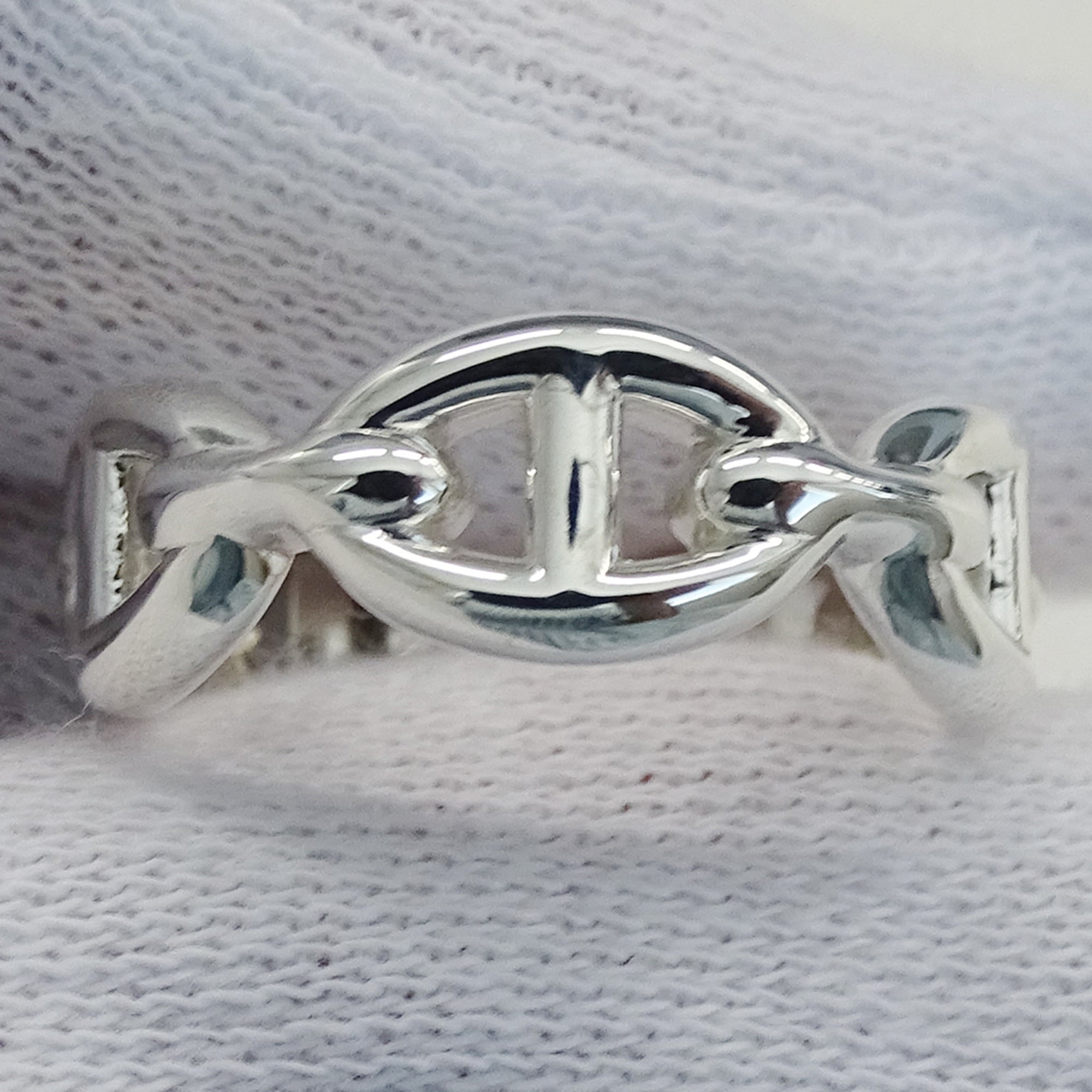 Hermes Silver Silver 925 Band Ring (Pre-Owned)
