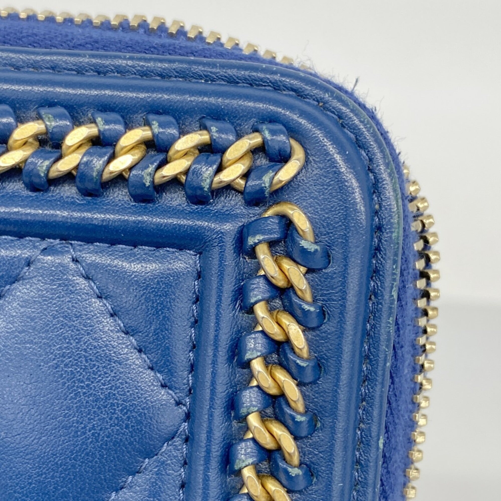 Chanel Navy Leather Long Wallet (Bi-Fold) (Pre-Owned)