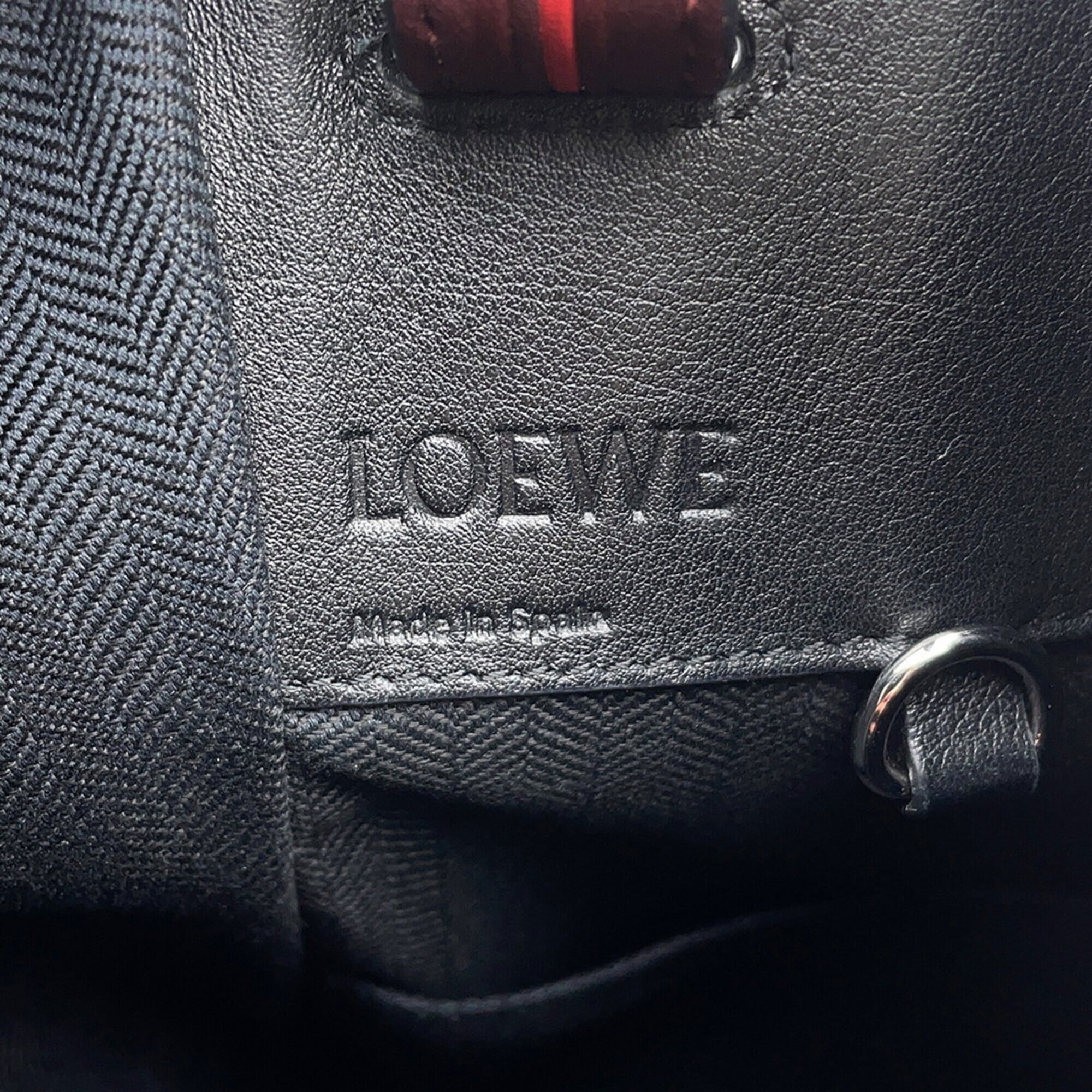 Loewe Hammock Black Red Color Leather Handbag Shoulder Bag (Pre-Owned)