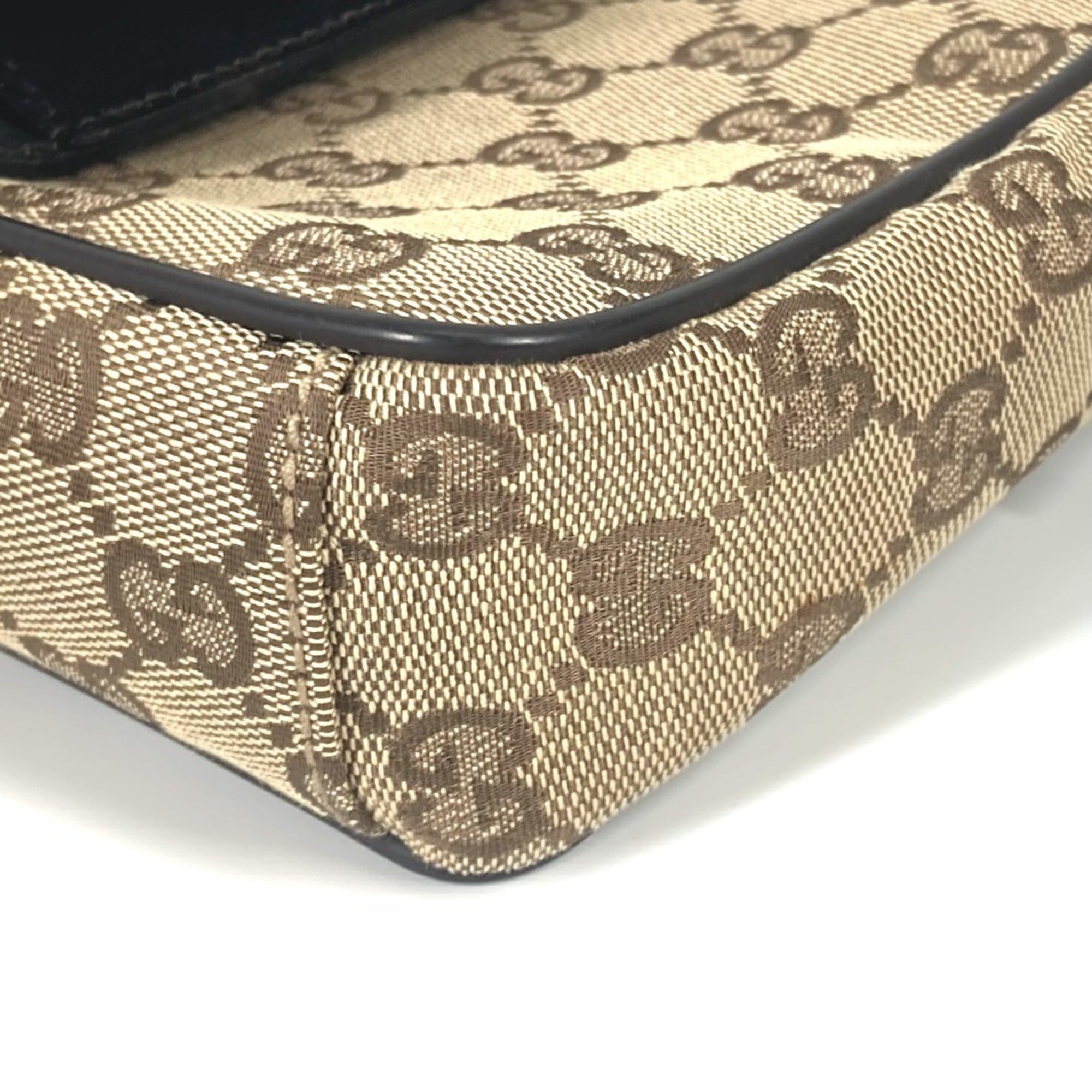 Gucci Beige Brown Canvas Leather Pochette Pouch Shoulder Bag (Pre-Owned)
