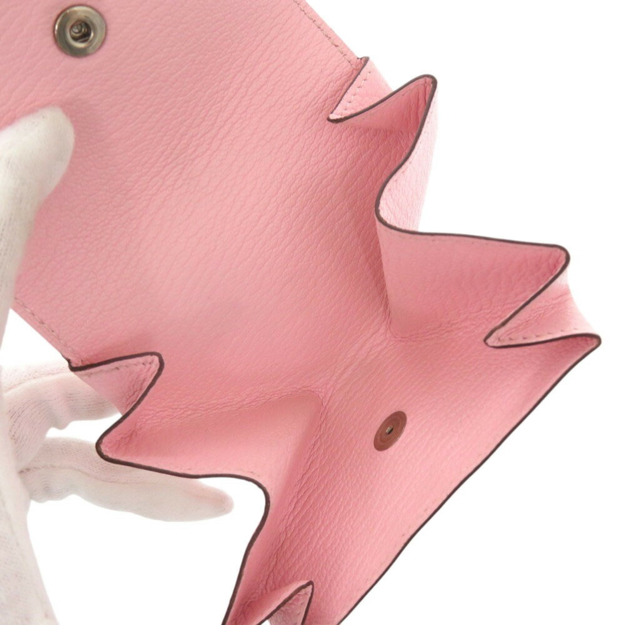 Hermes Rose Sakura Chevre Leather Coin Purse/Coin Case (Pre-Owned)