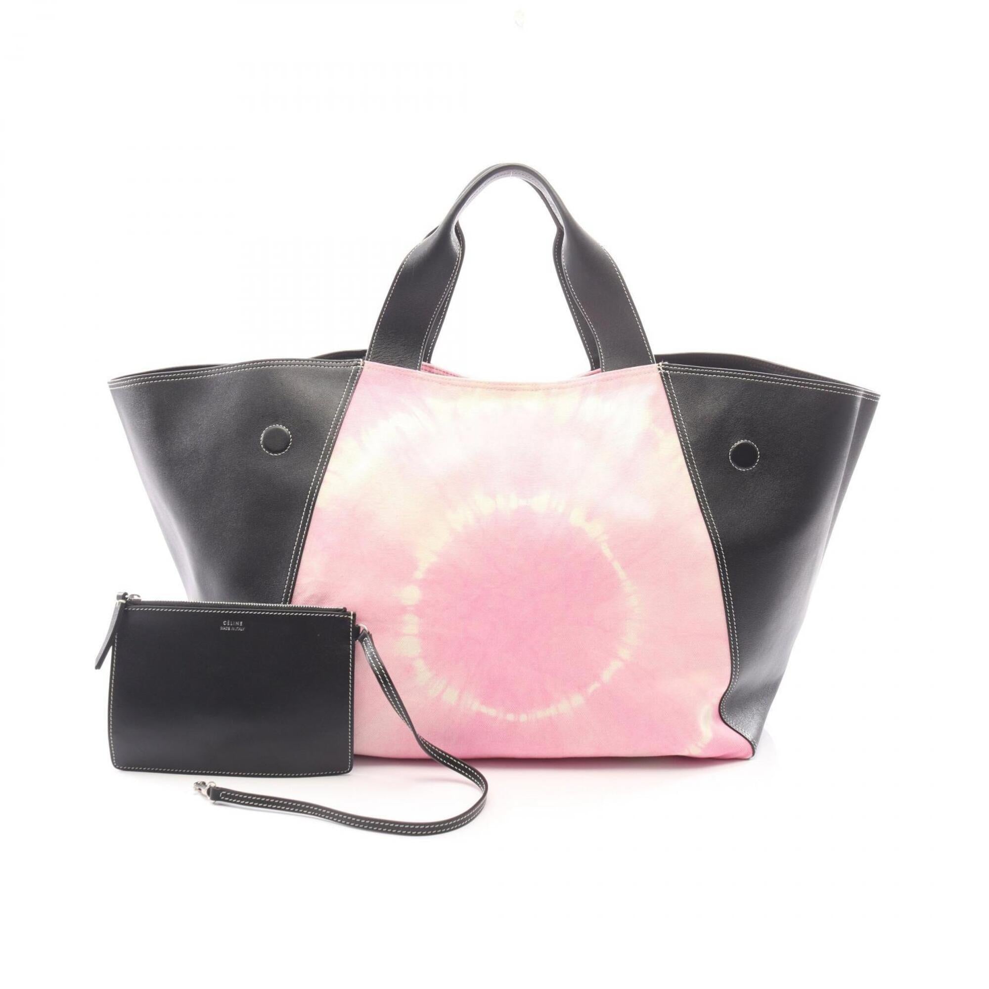 Celine Black Pink White Canvas Leather Handbag Tote Bag (Pre-Owned)