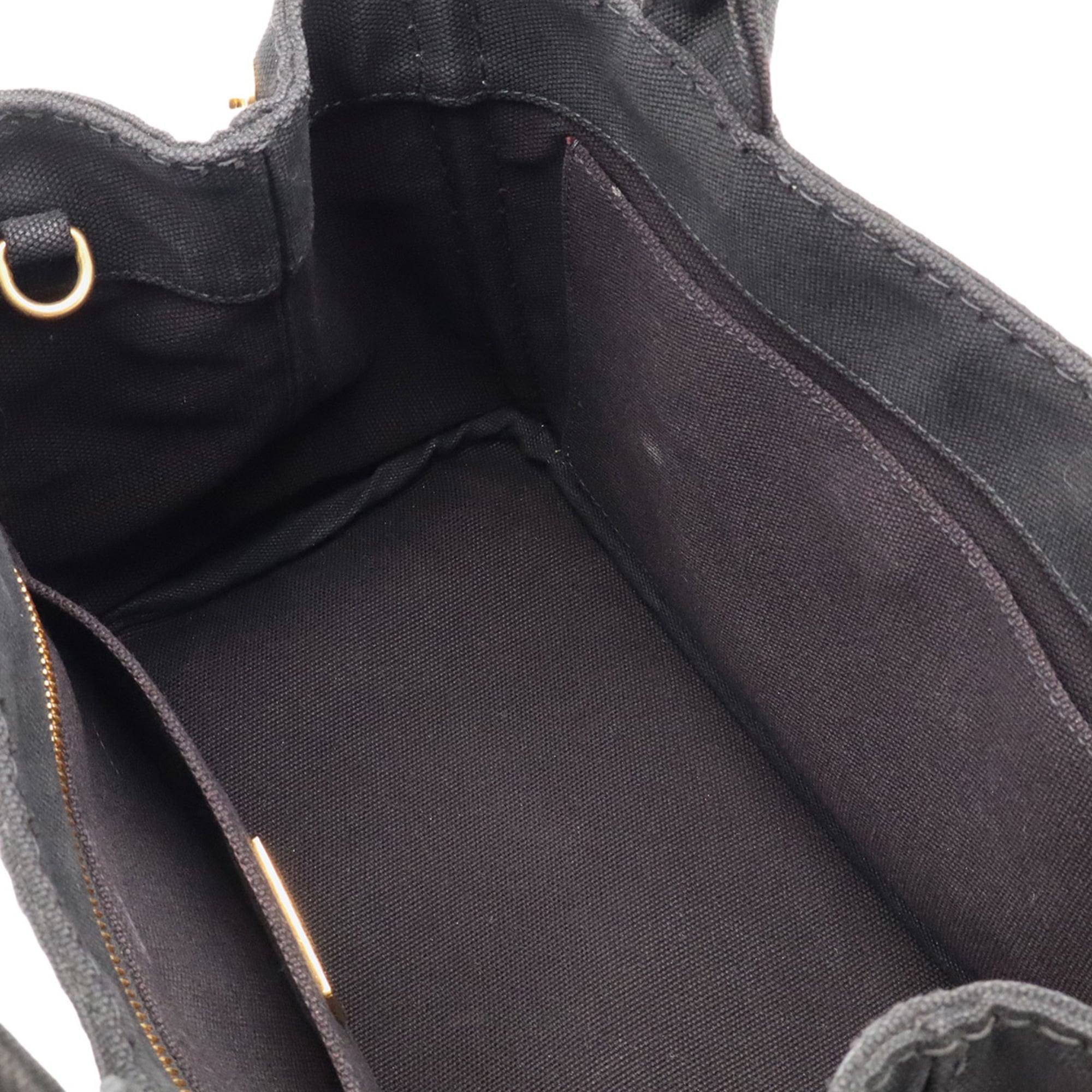 Prada Canapa Black Nero Canvas Handbag Shoulder Bag Tote Bag (Pre-Owned)