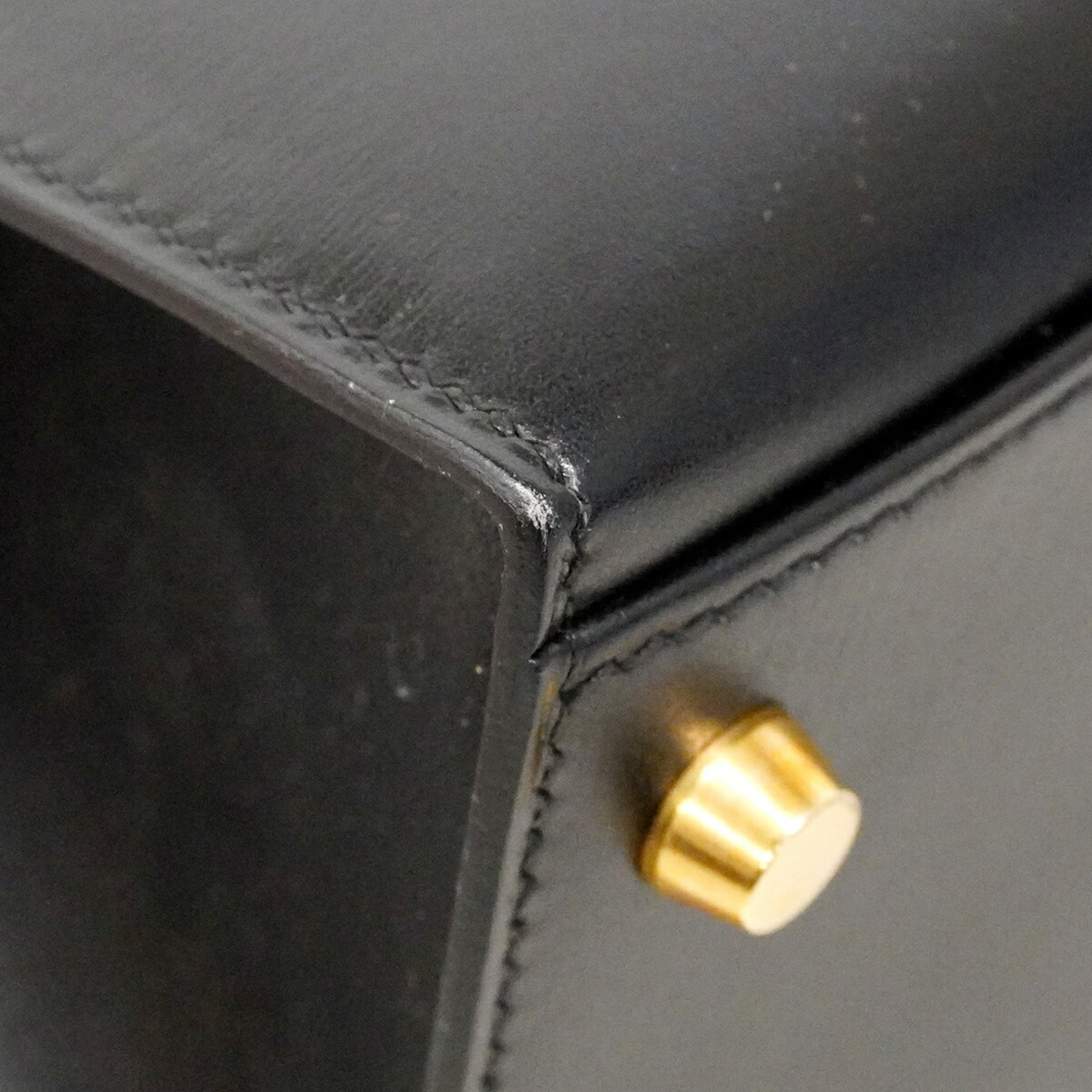 Hermes Black Box Calf Leather Handbag (Pre-Owned)