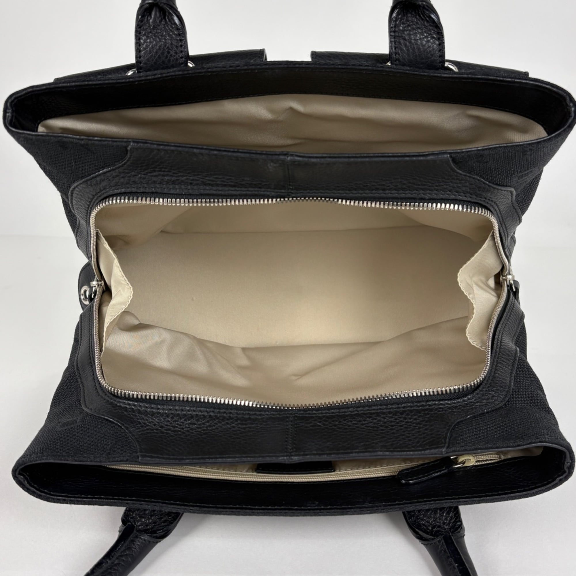 Bvlgari Black Canvas Leather Tote Bag (Pre-Owned)