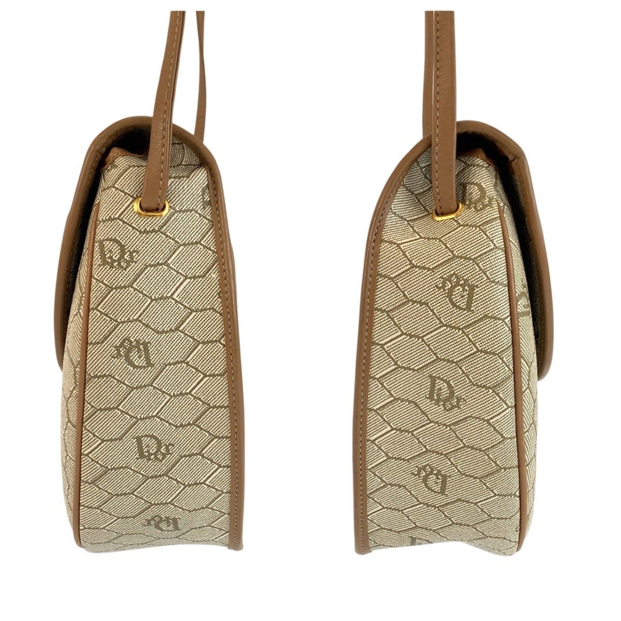 Christian Dior Beige Brown Leather Pvc Pochette Shoulder Bag (Pre-Owned)