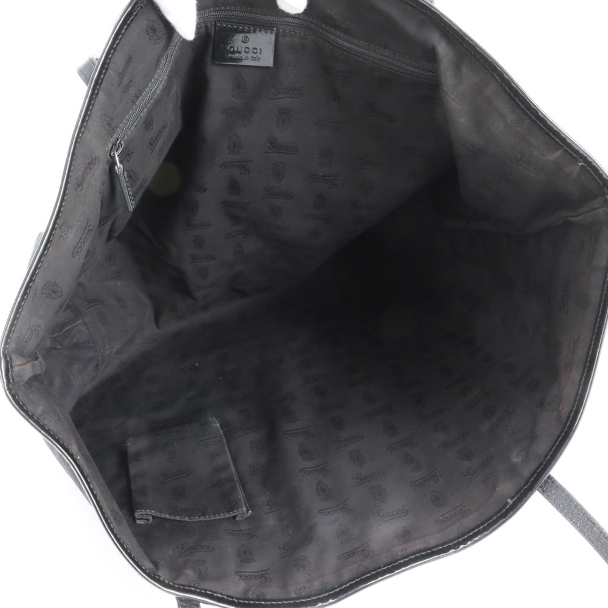 Gucci Black Leather Canvas Tote Bag (Pre-Owned)