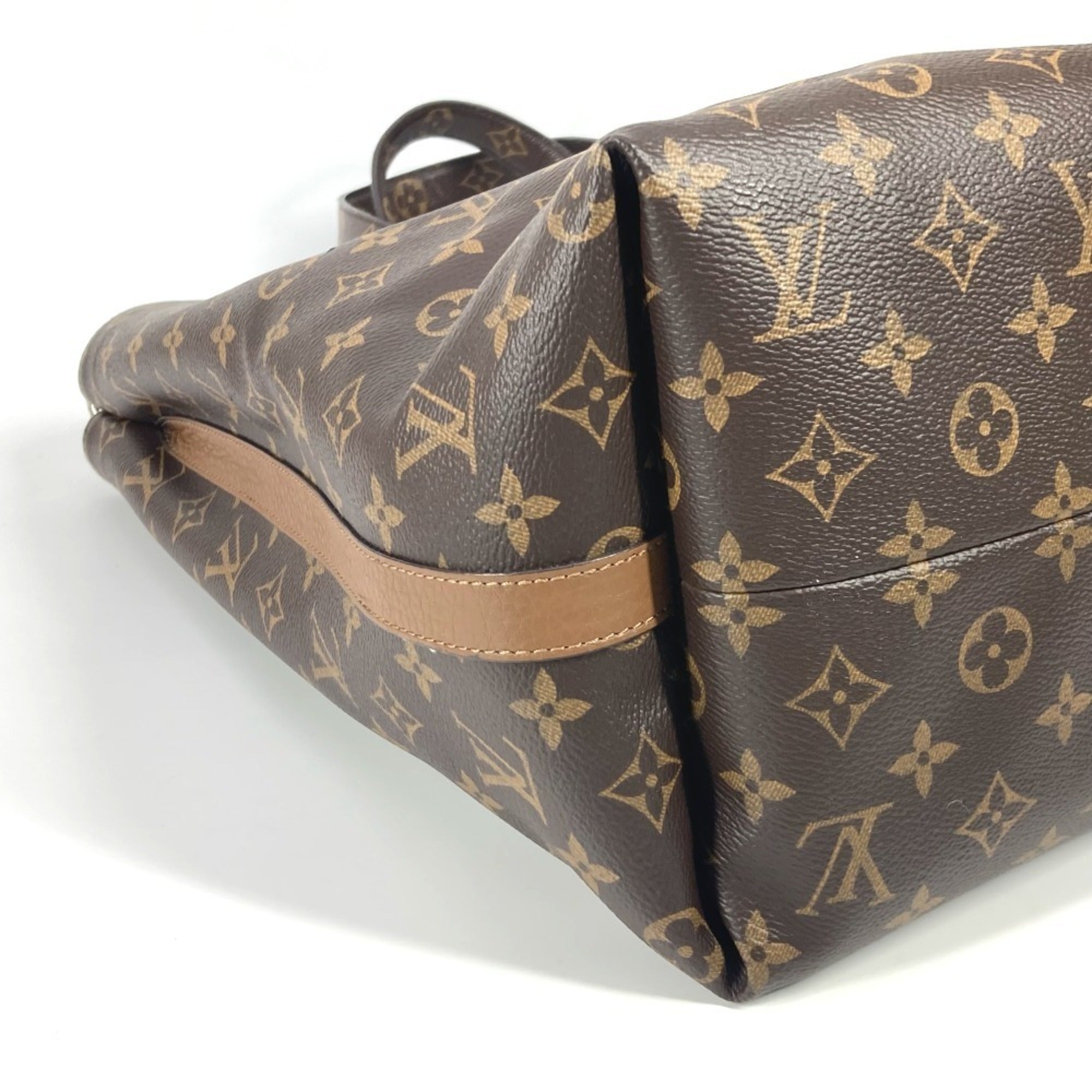 Louis Vuitton Brown Monogram Canvas Leather Shoulder Bag Tote Bag (Pre-Owned)