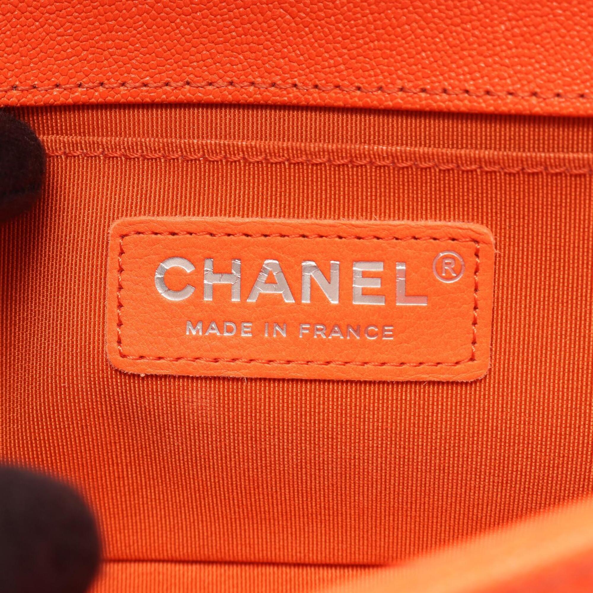 Chanel Orange Grained Calfskin Handbag Shoulder Bag (Pre-Owned)