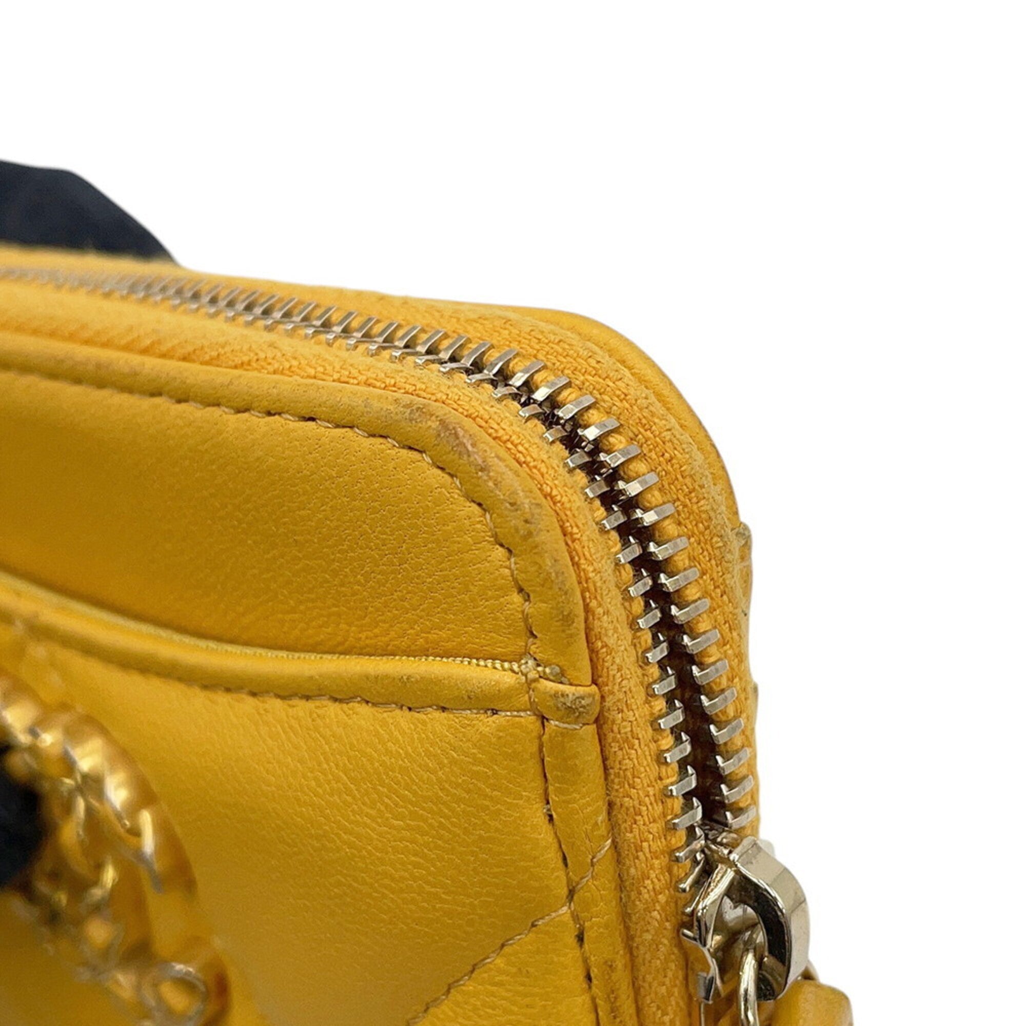 Chanel Yellow Leather Coin Purse/Coin Case (Pre-Owned)