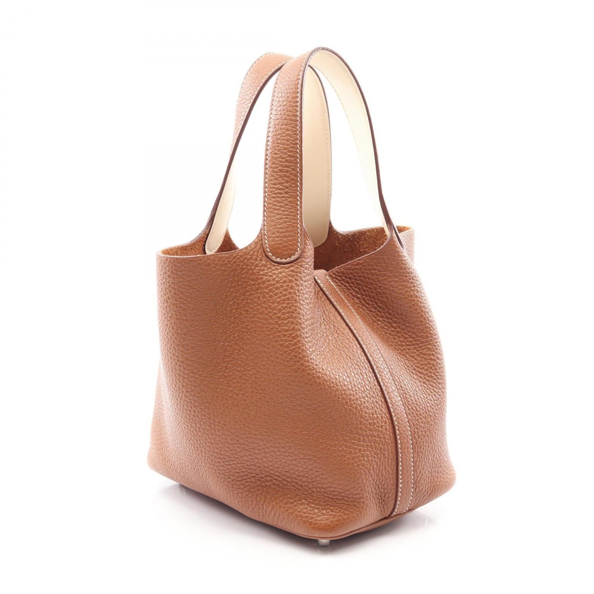 Hermes Brown Ivory Taurillon Clemence Leather Swift Leather Handbag (Pre-Owned)