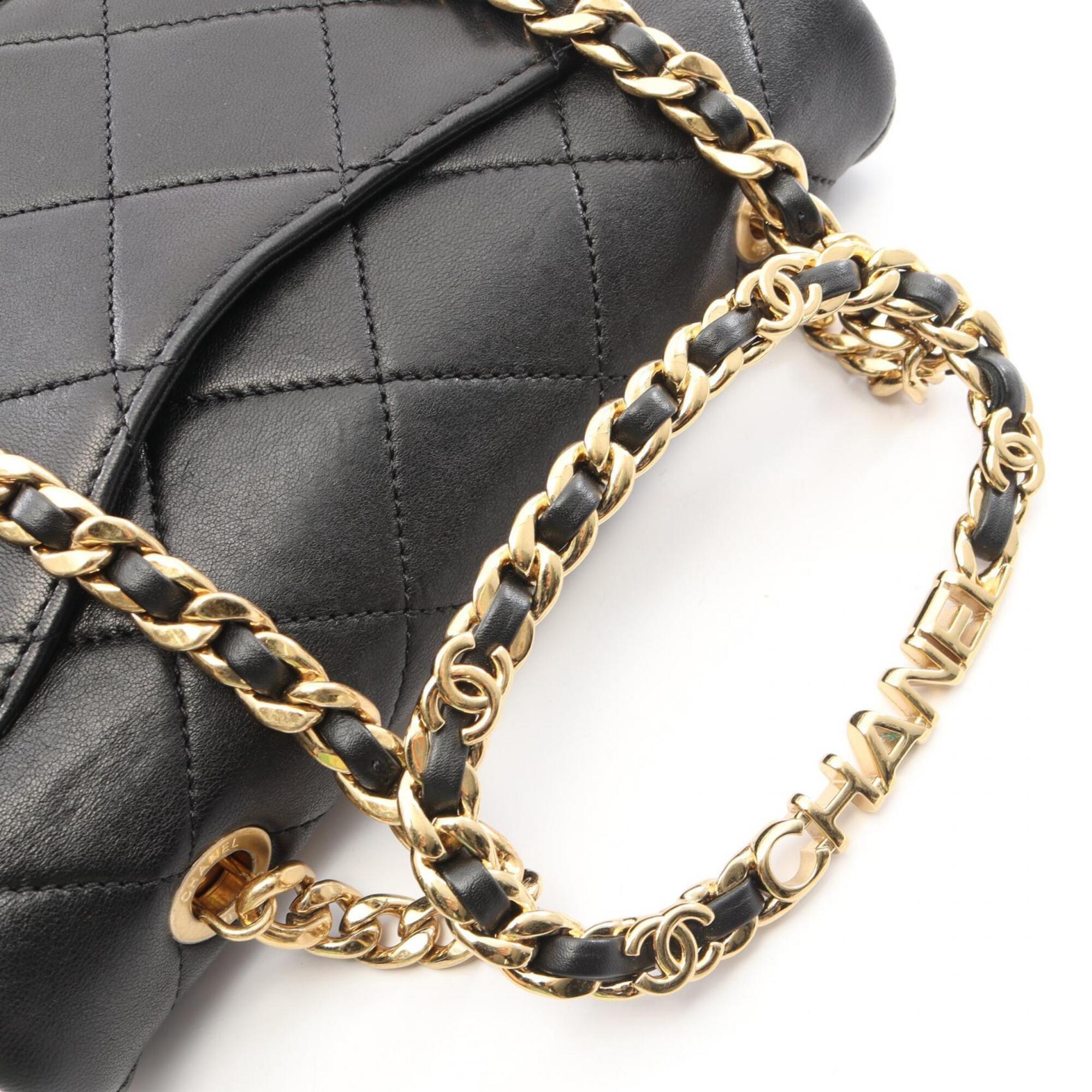 Chanel Black Leather Handbag Shoulder Bag (Pre-Owned)