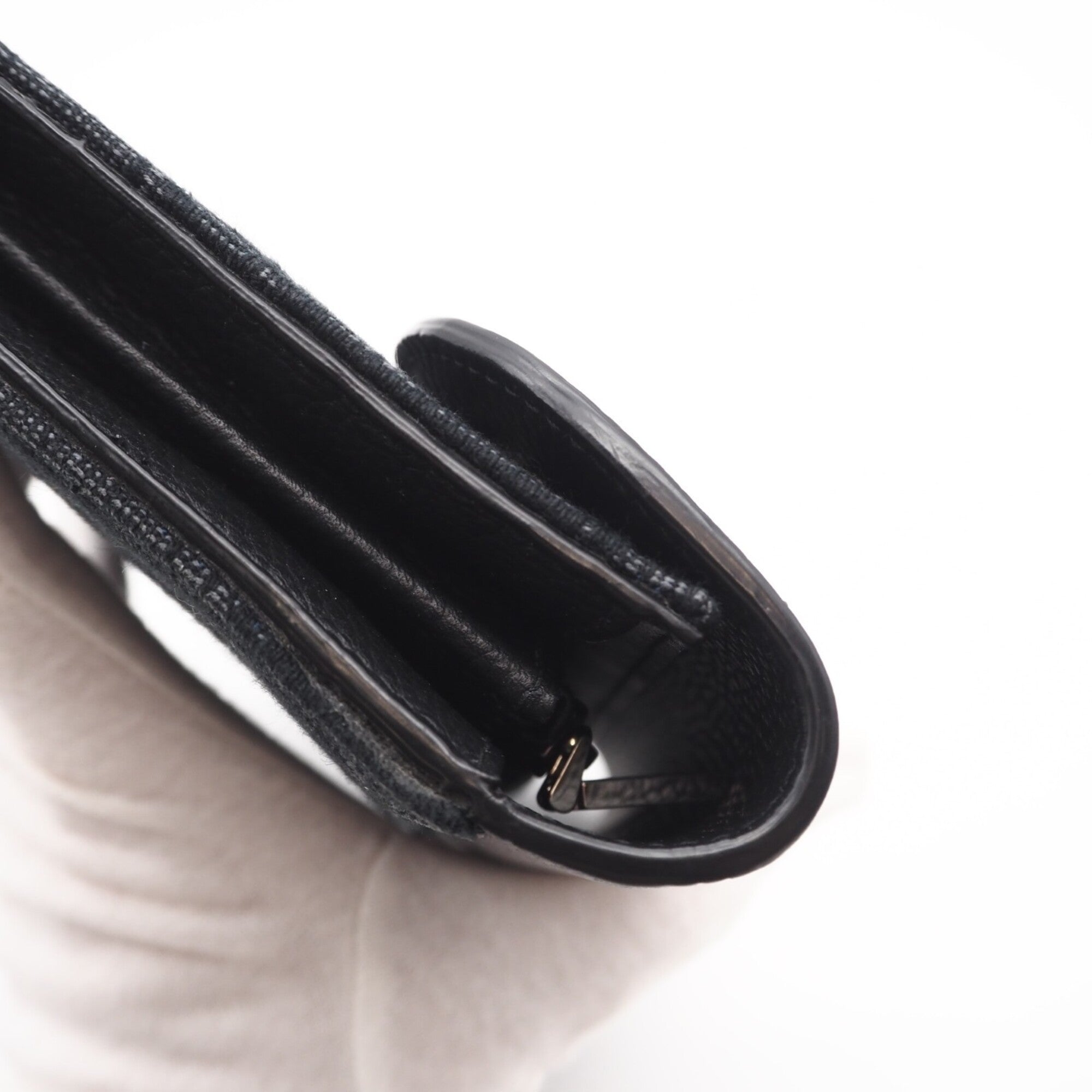 Christian Dior Black Canvas Leather Long Wallet (Bi-Fold) (Pre-Owned)