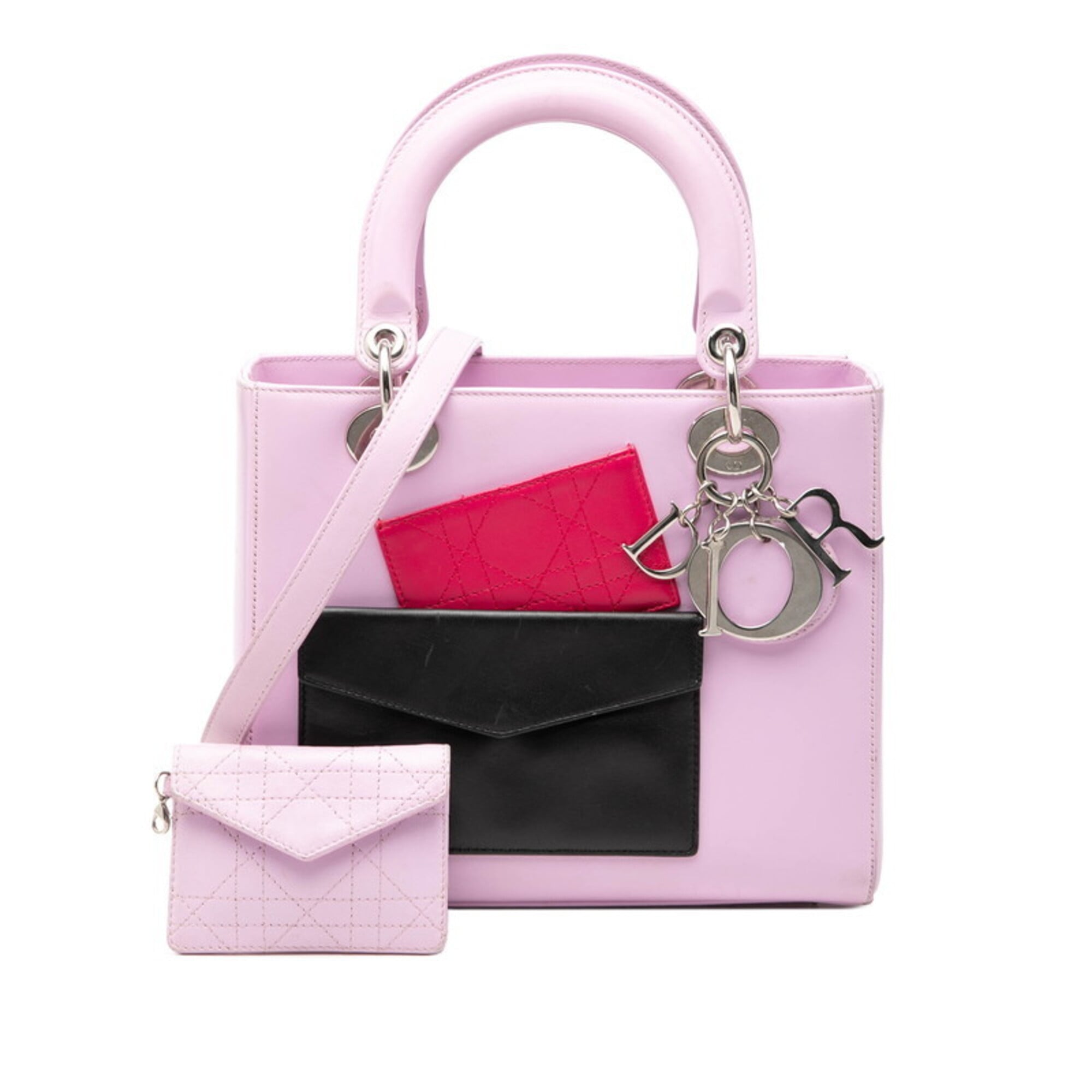 Christian Dior Multi-Color Pink Leather Handbag Shoulder Bag (Pre-Owned)