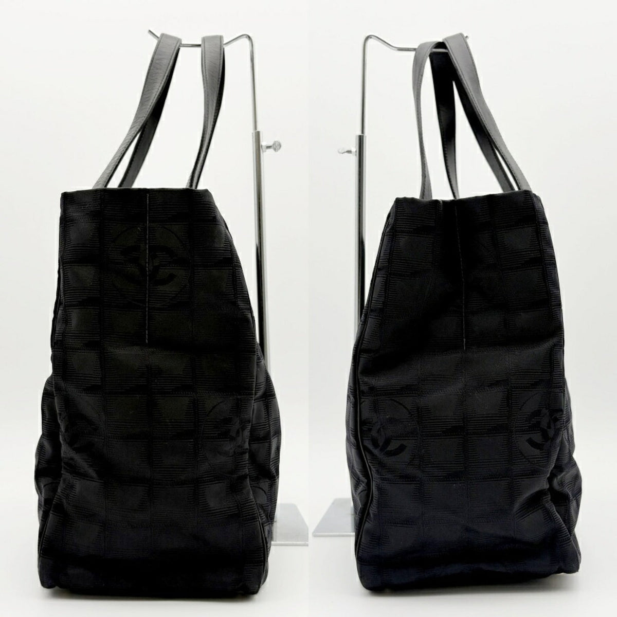 Chanel Black Nylon Jacquard Leather Tote Bag (Pre-Owned)