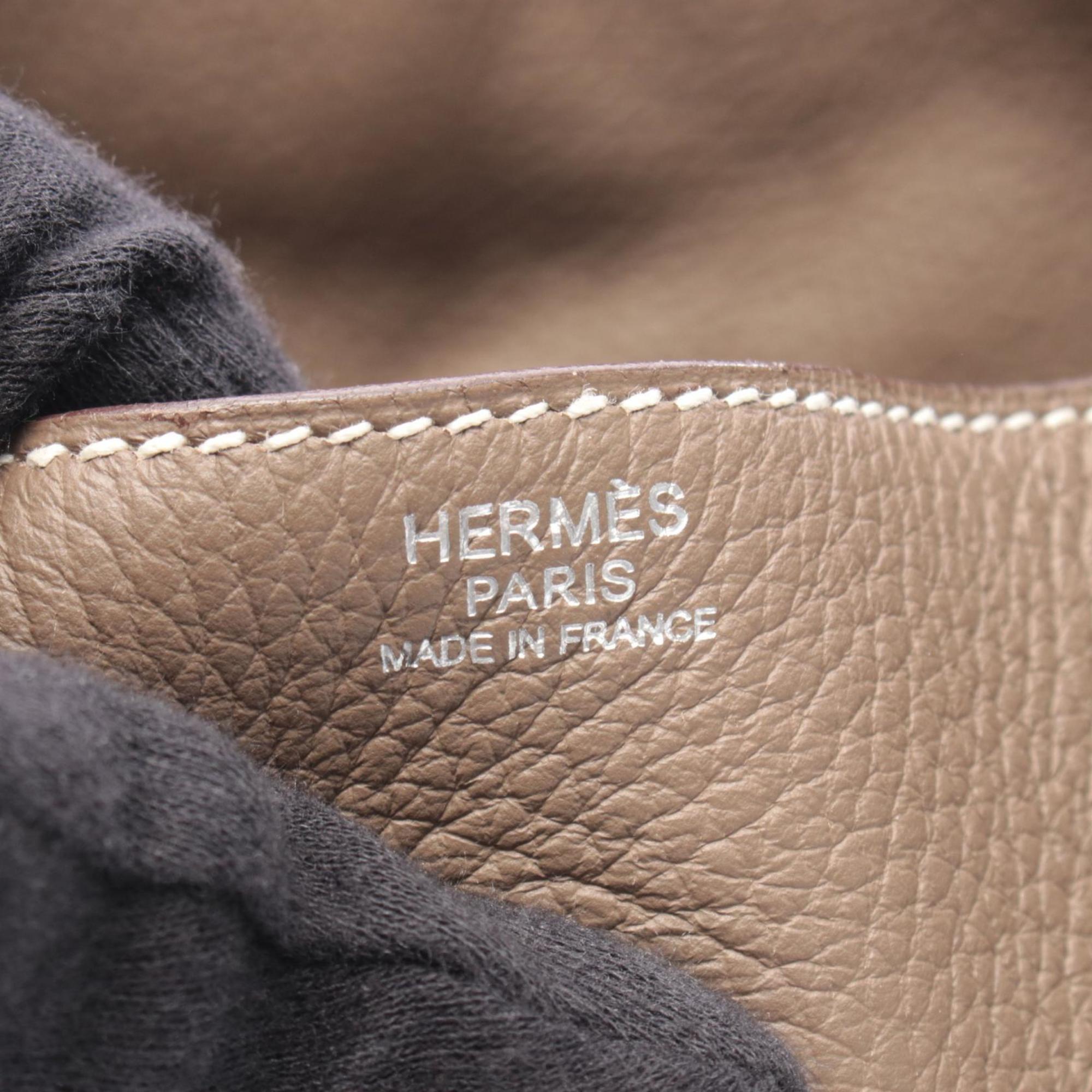 Hermes Gray Taurillon Clemence Leather Leather Handbag Shoulder Bag (Pre-Owned)