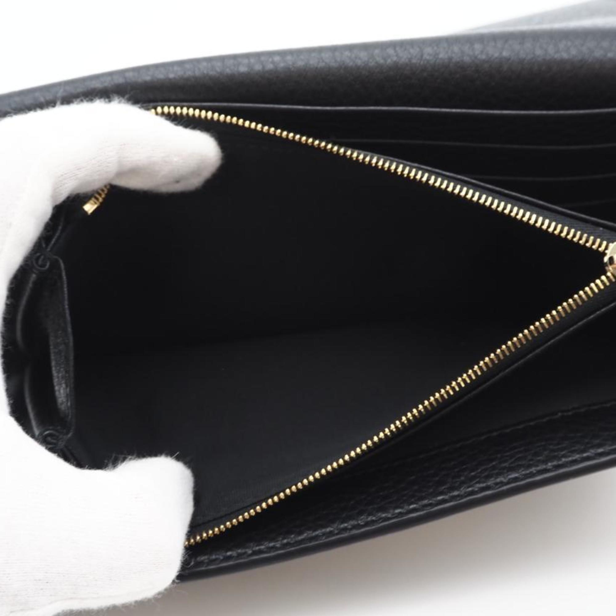 Gucci Black Leather Long Wallet (Bi-Fold) (Pre-Owned)