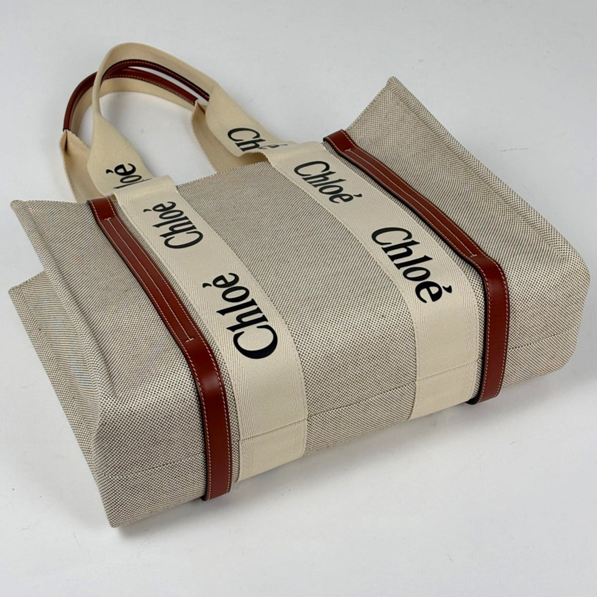 Chloé Brown Canvas Leather Tote Bag (Pre-Owned)