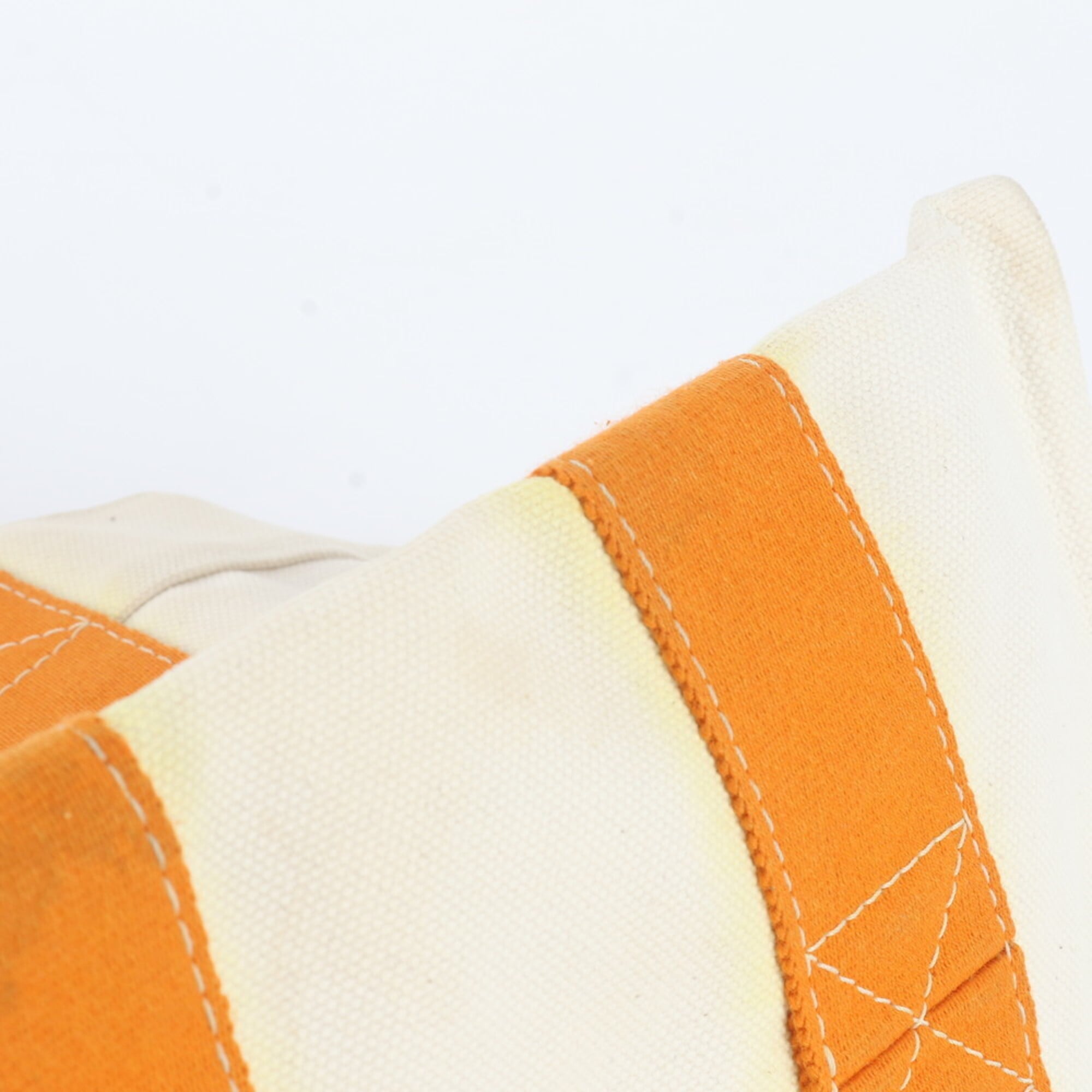 Hermes Beige Orange Cotton Handbag Shoulder Bag Tote Bag (Pre-Owned)