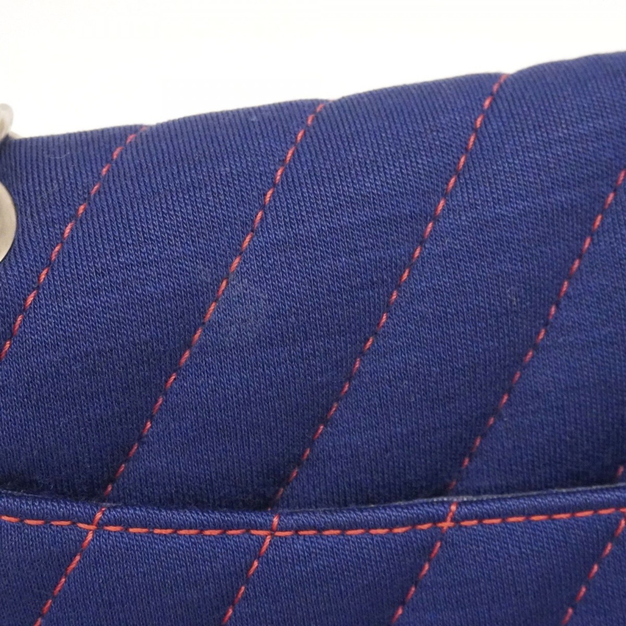 Chanel Navy Red Color Canvas Shoulder Bag (Pre-Owned)