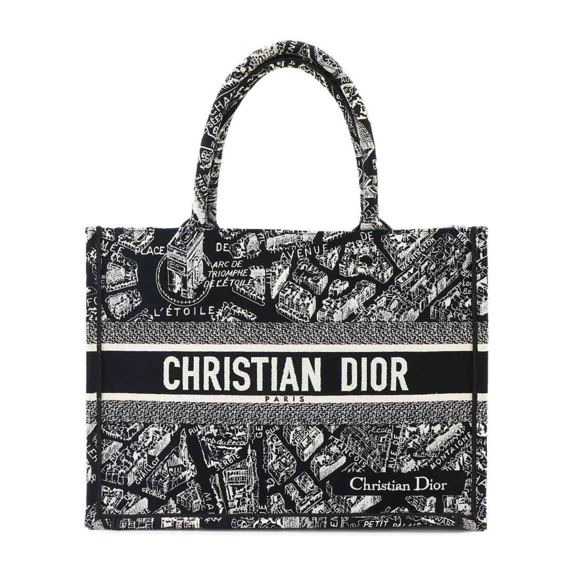 Christian Dior Black White Canvas Handbag Tote Bag (Pre-Owned)