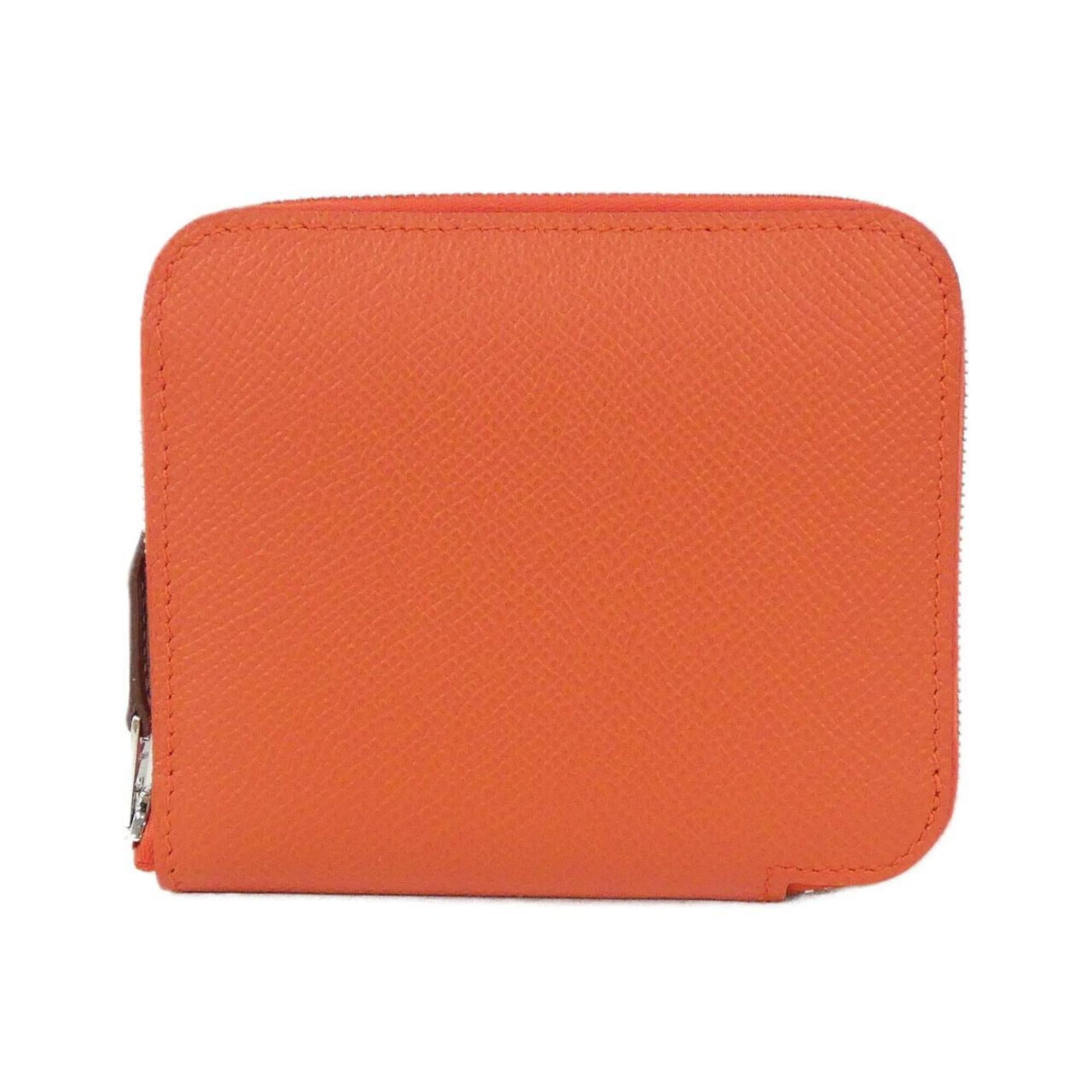 Hermes Capucine Red Color Epsom Leather Silk Coin Purse/Coin Case (Pre-Owned)