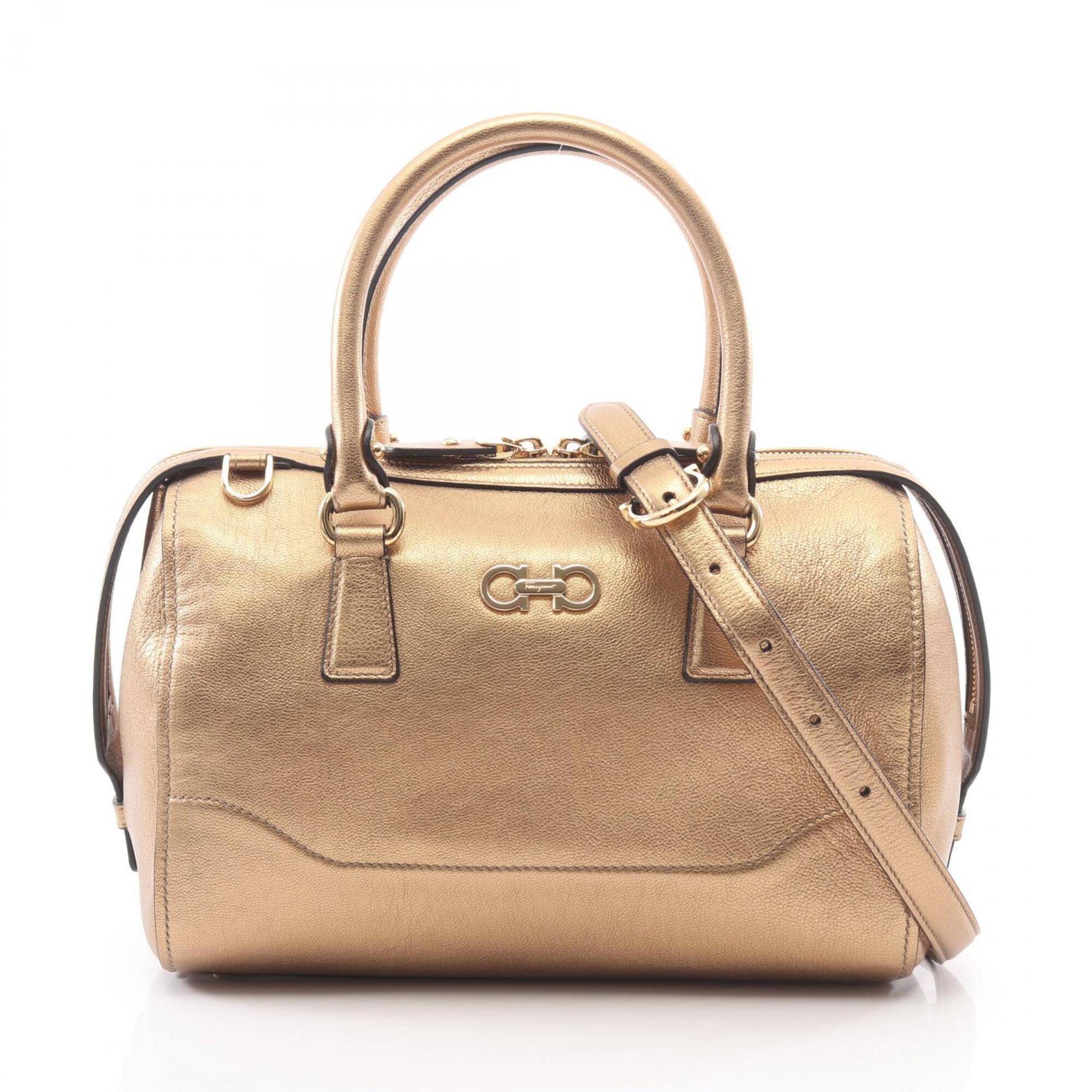 Salvatore Ferragamo Gold Leather Handbag (Pre-Owned)