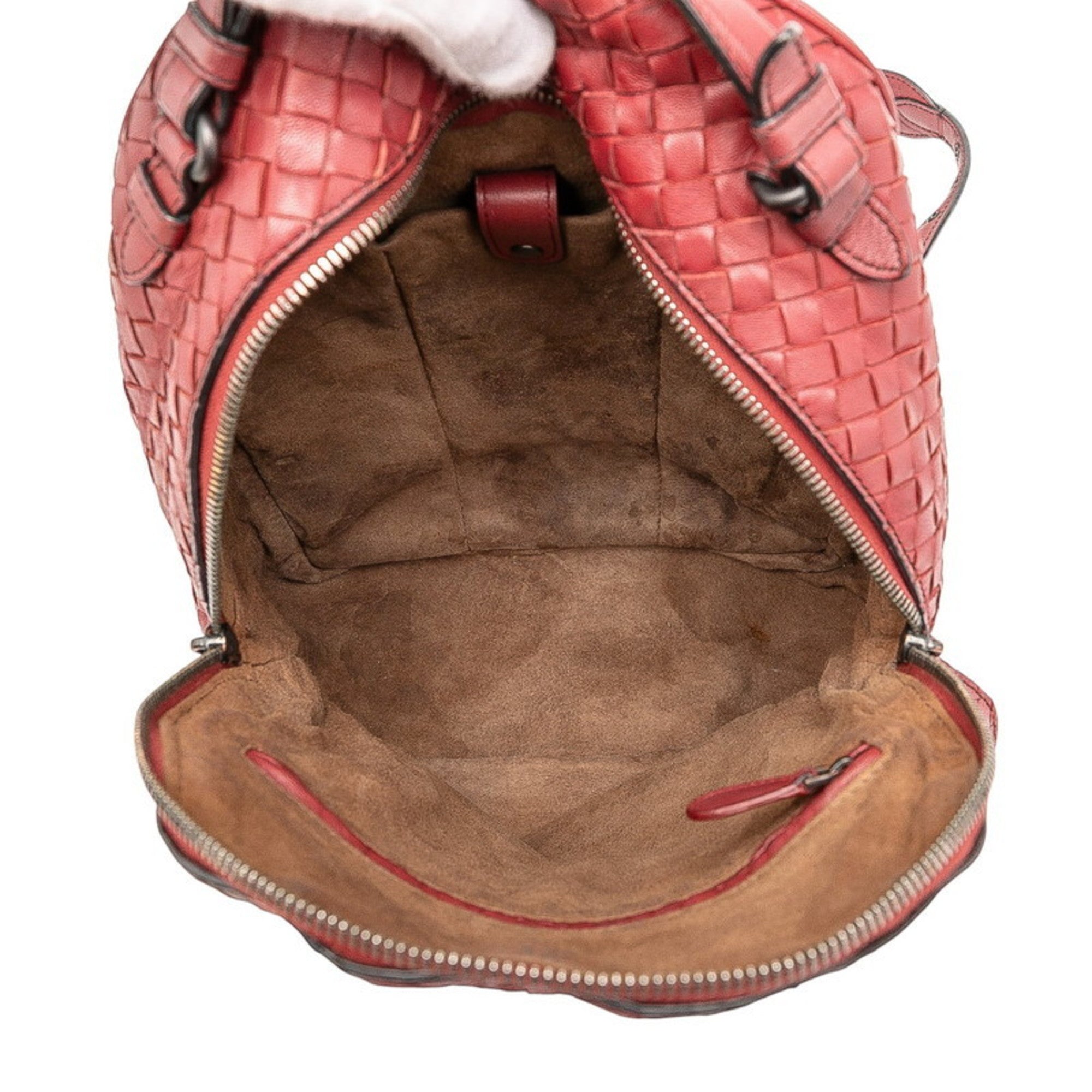 Bottega Veneta Red Color Wine Leather Backpack (Pre-Owned)