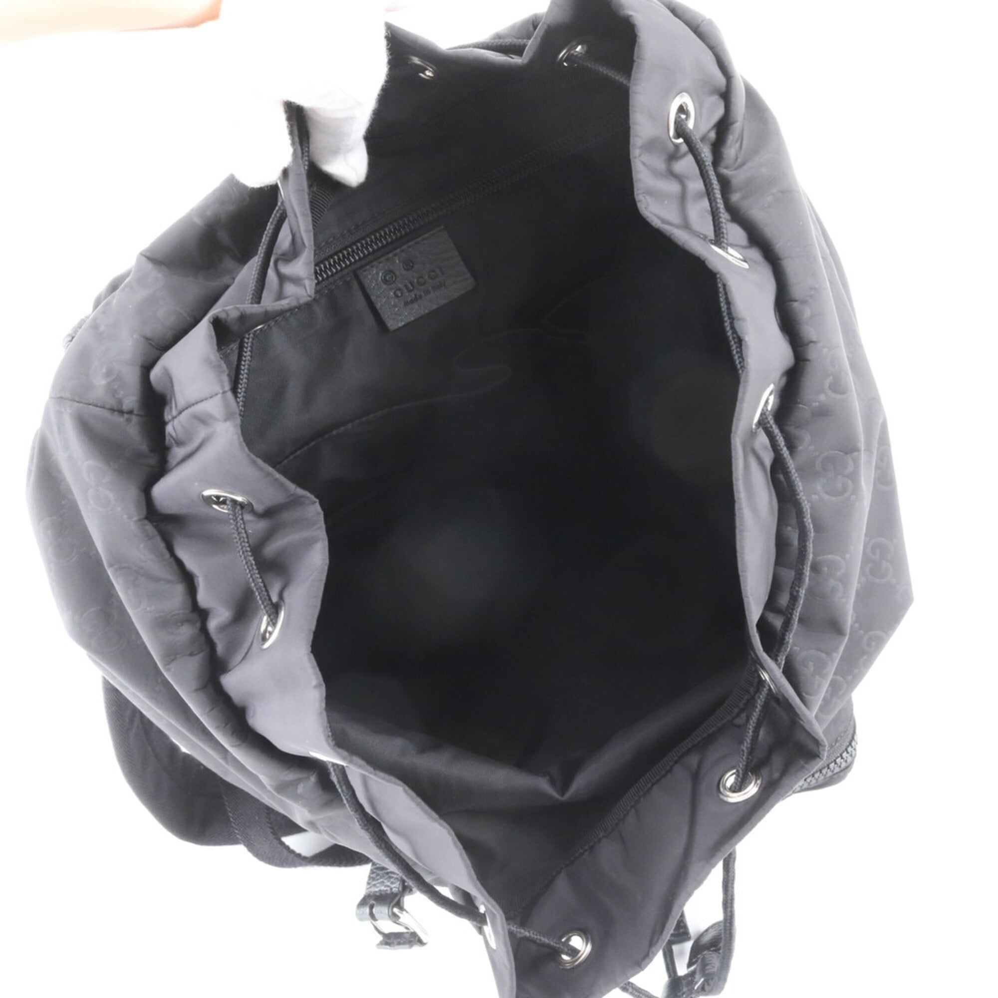 Gucci Black Leather Nylon Backpack Shoulder Bag (Pre-Owned)