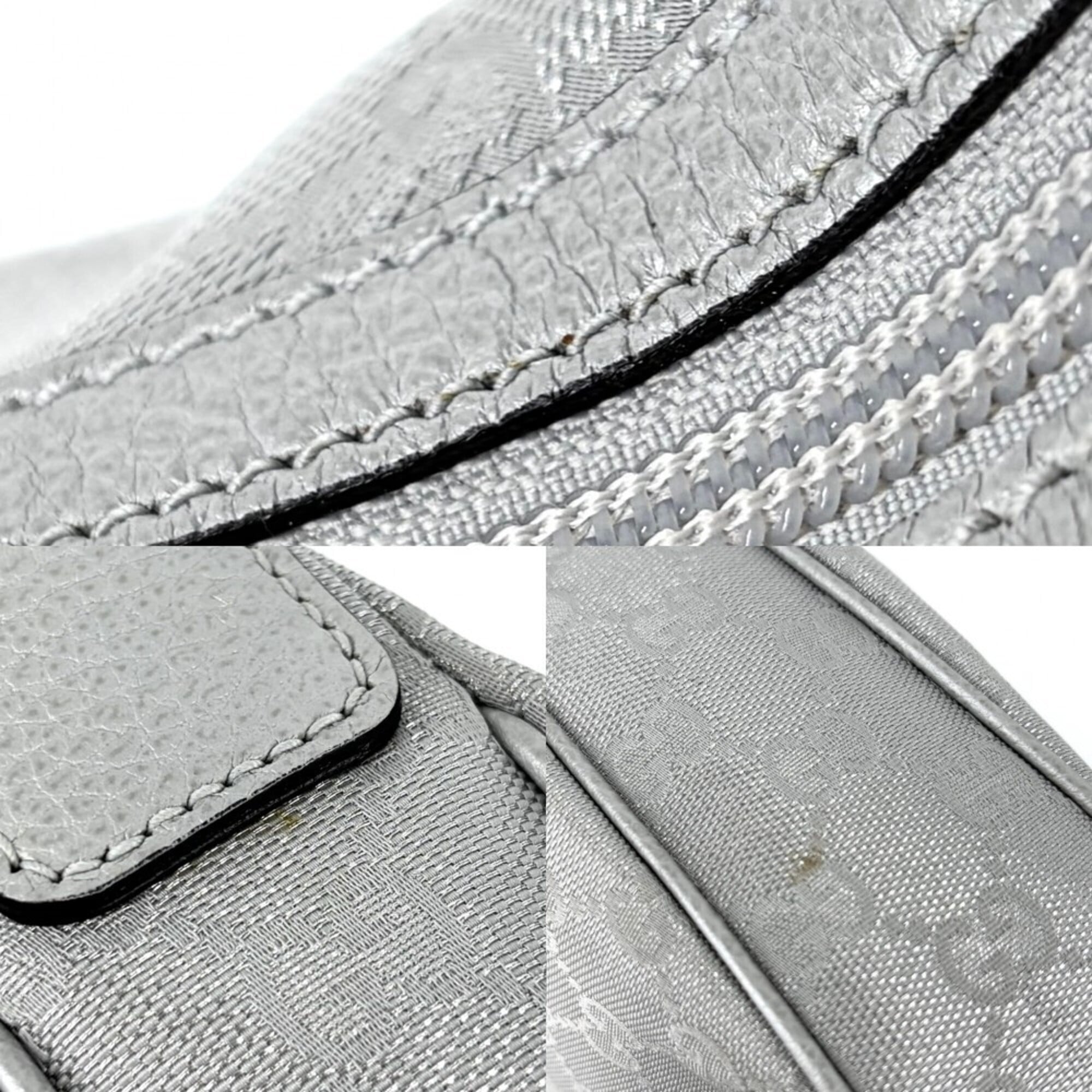 Gucci Silver Gg Plus Leather Handbag (Pre-Owned)