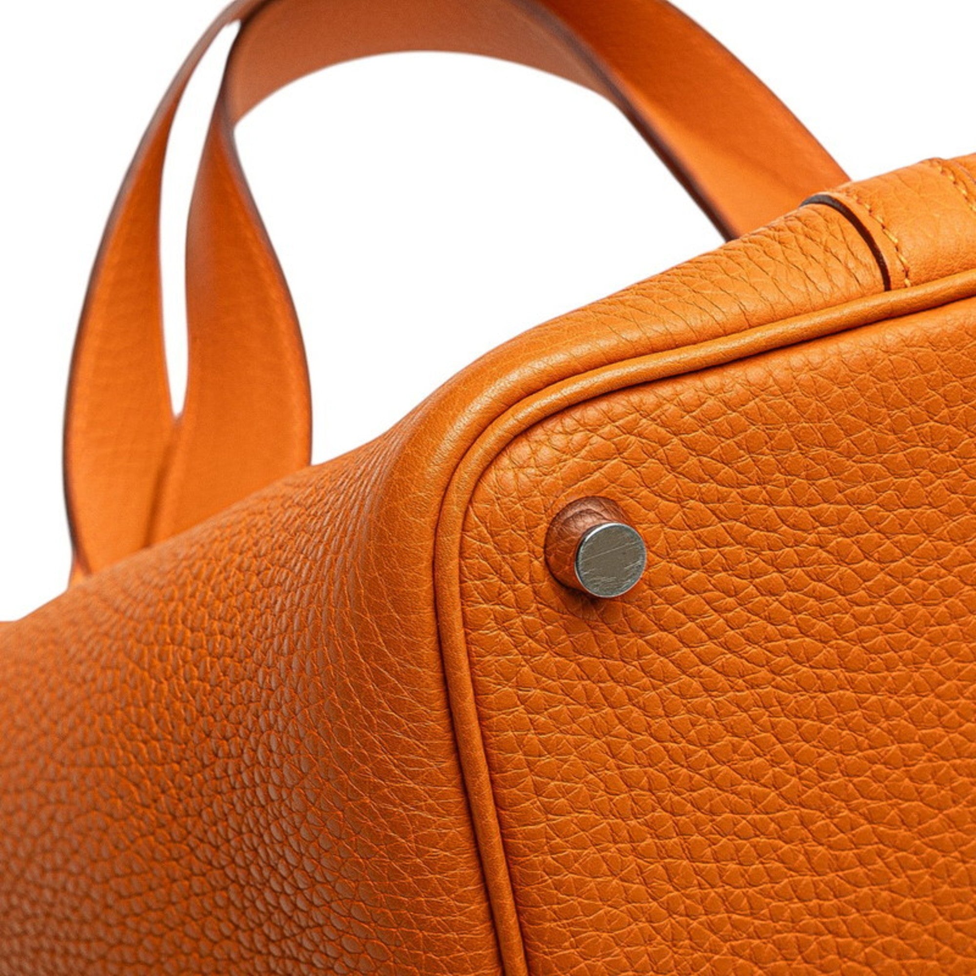 Hermes Picotin Orange Potiron Taurillon Clemence Leather Handbag (Pre-Owned)