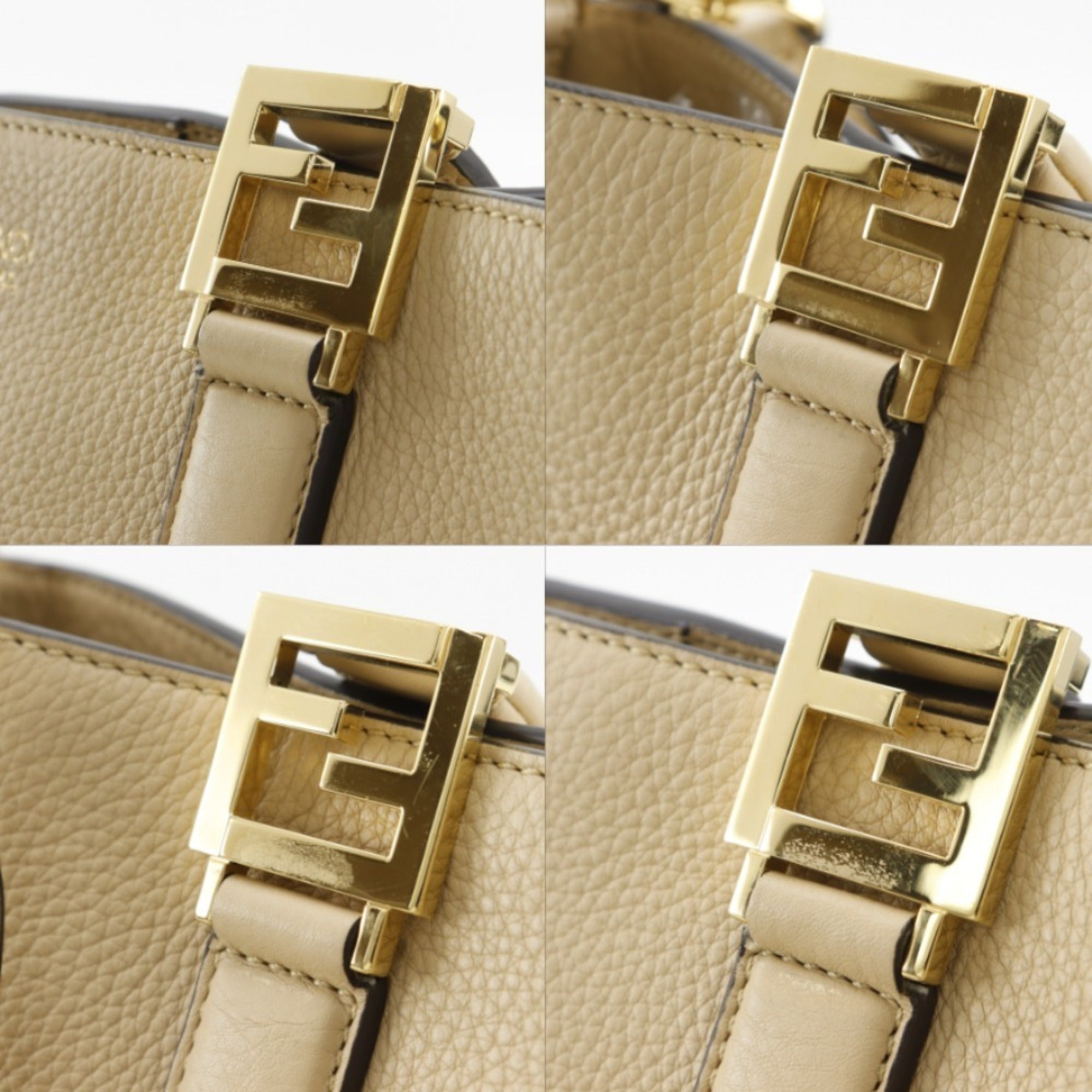 Fendi Beige Leather Handbag Tote Bag (Pre-Owned)