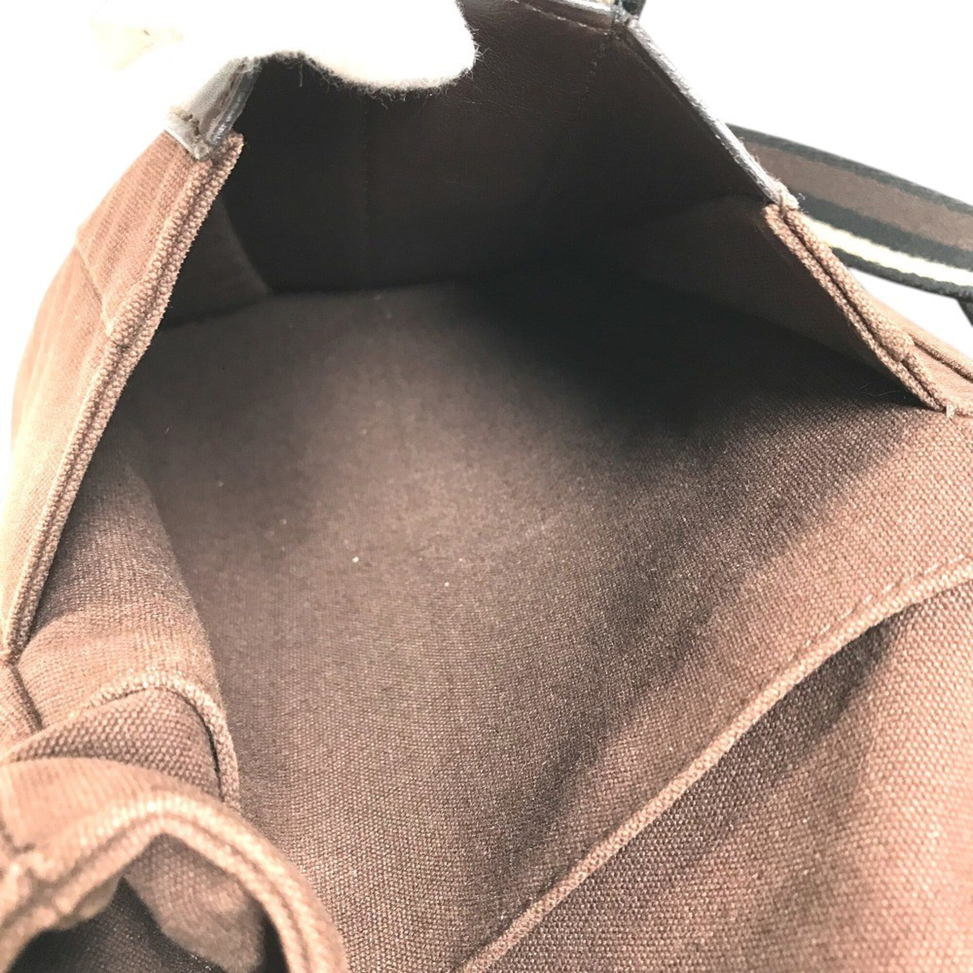 Hermes Brown Canvas Handbag Shoulder Bag Tote Bag (Pre-Owned)