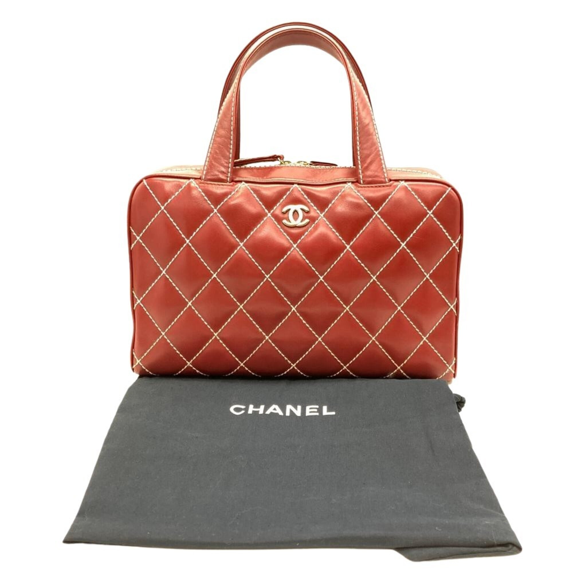 Chanel Bordeaux Red Color Wine Boston Bag Handbag (Pre-Owned)