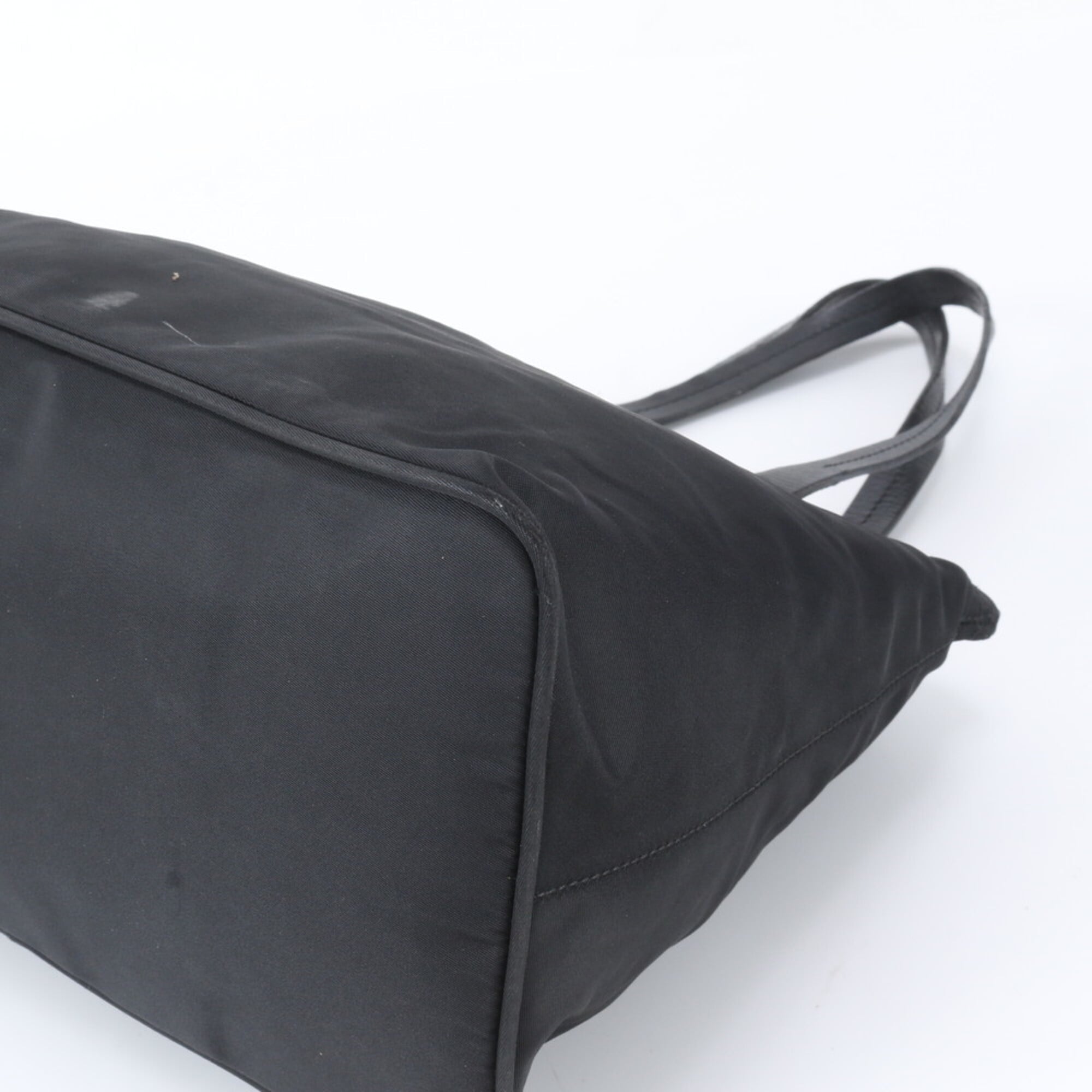 Prada Black Nylon Leather Shoulder Bag Tote Bag (Pre-Owned)