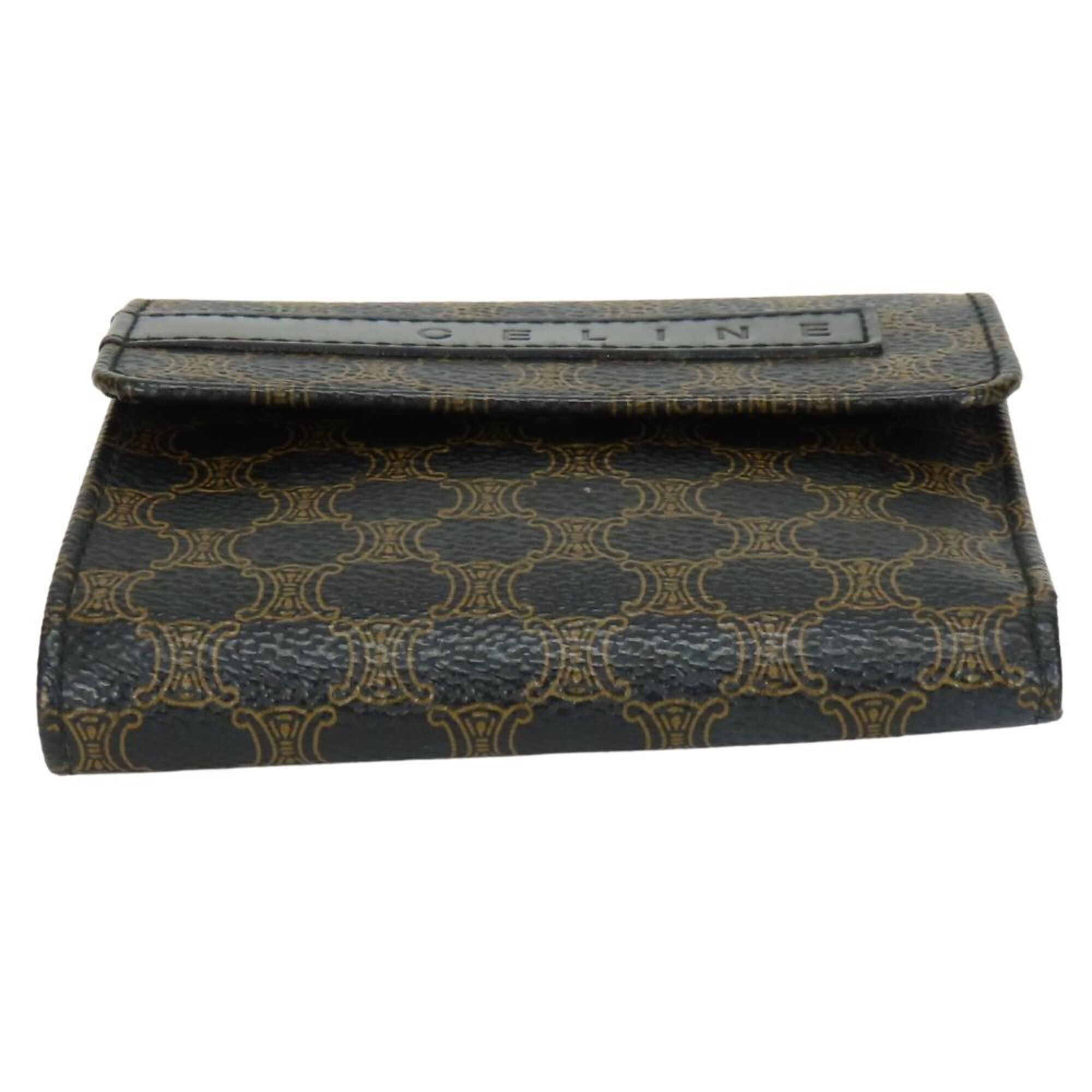 Celine Macadam Black Brown Pvc Leather Wallet (Tri-Fold) (Pre-Owned)