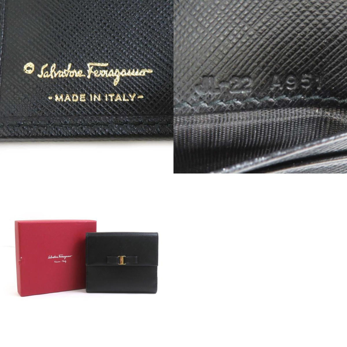Salvatore Ferragamo Black Leather Wallet (Bi-Fold) (Pre-Owned)