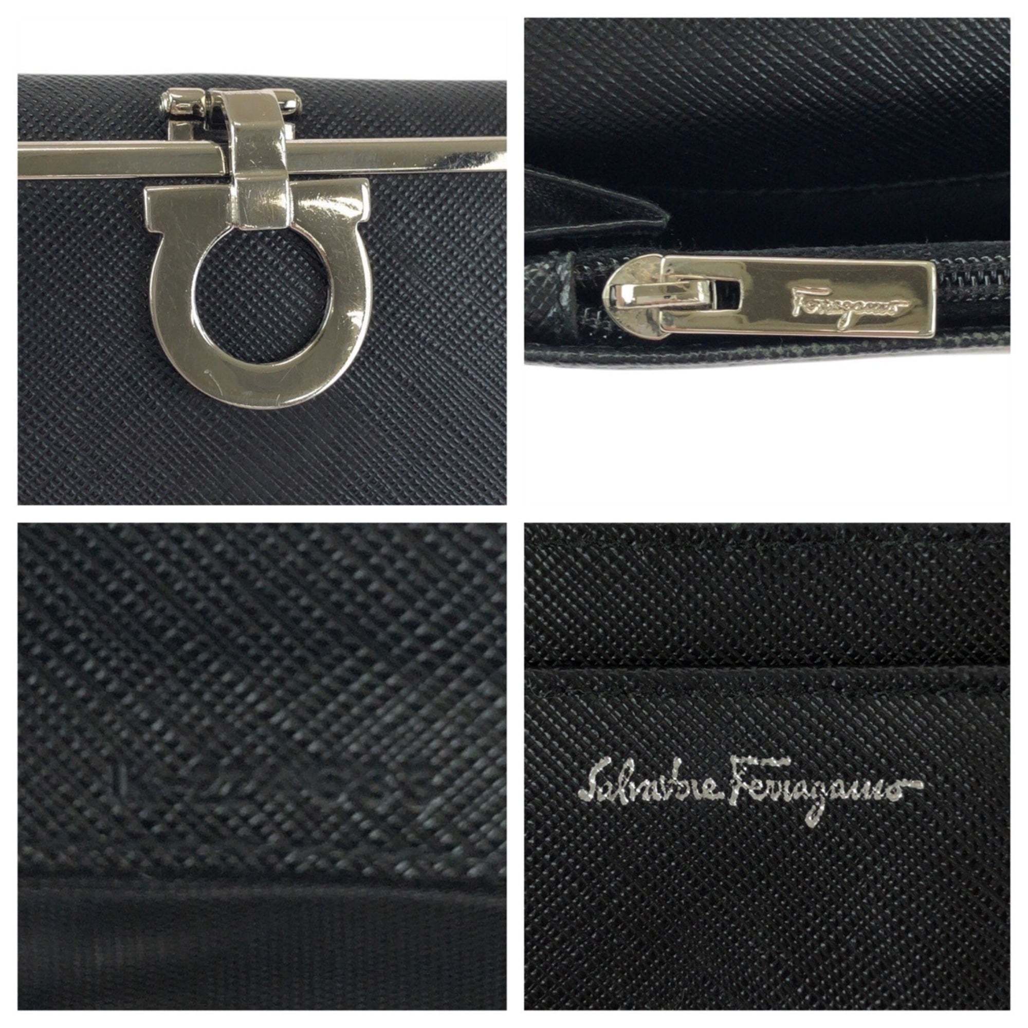 Salvatore Ferragamo Black Leather Long Wallet (Bi-Fold) (Pre-Owned)