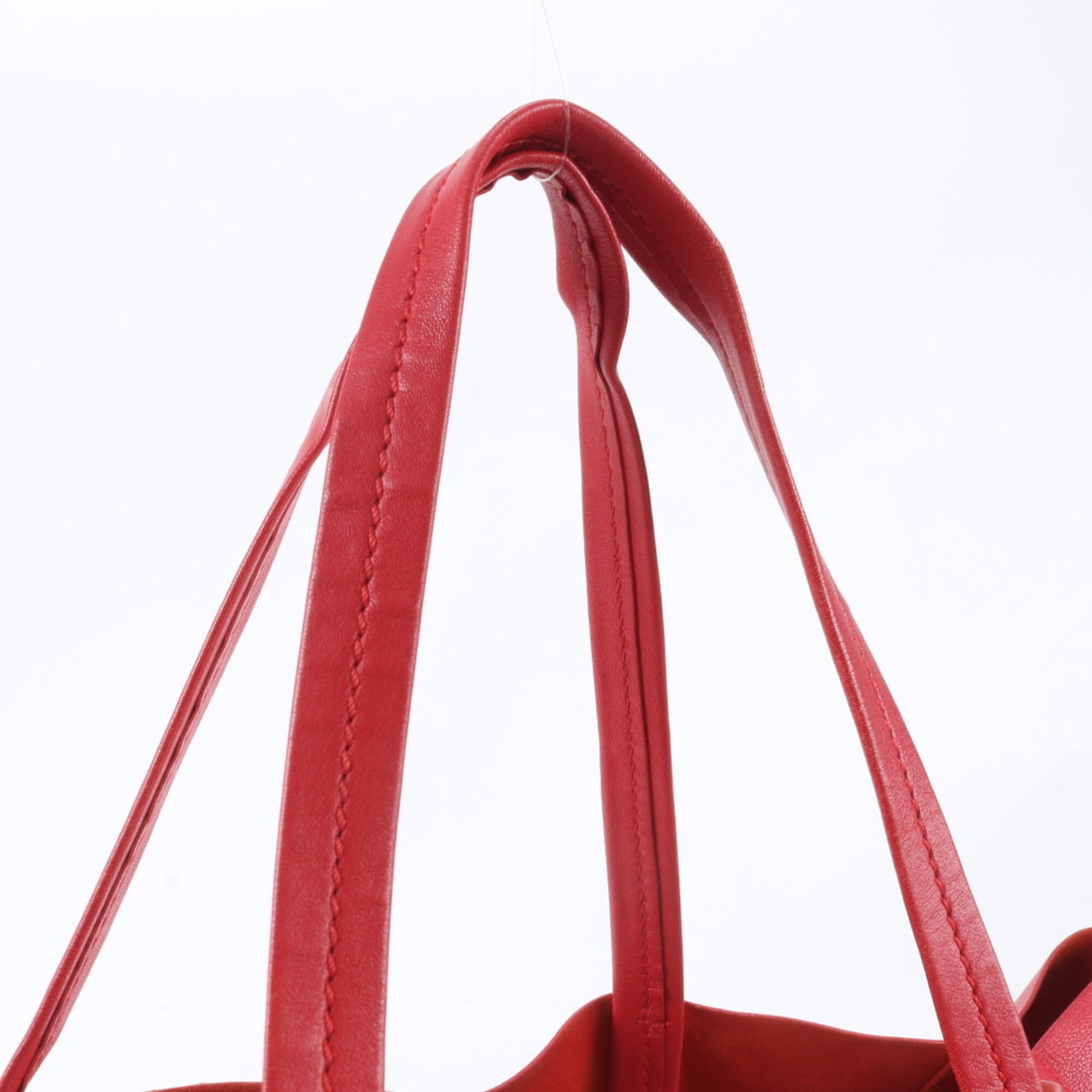 Celine Cabas Red Color Leather Handbag Tote Bag (Pre-Owned)