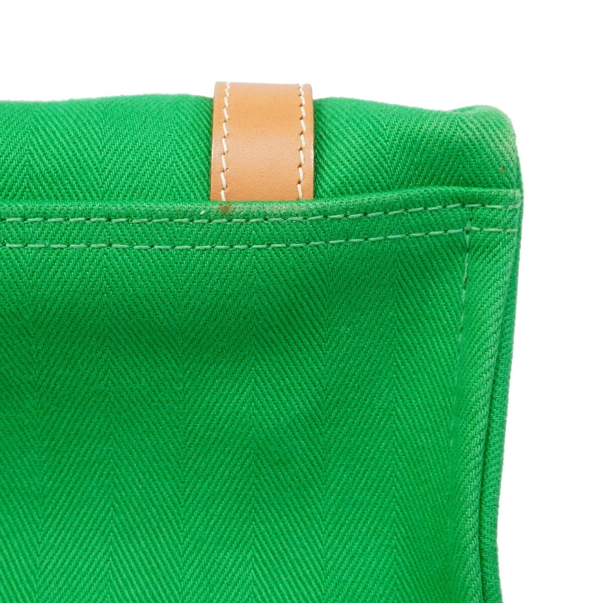 Hermes Green Toile Chevron Shoulder Bag (Pre-Owned)