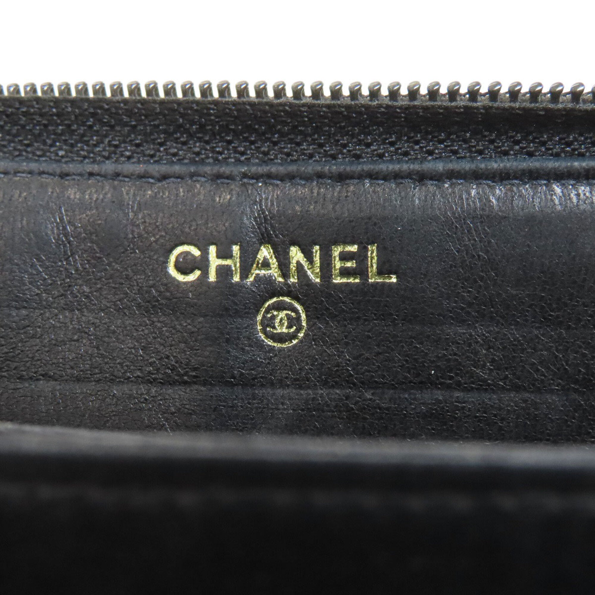 Chanel Black Grained Calfskin Long Wallet (Bi-Fold) (Pre-Owned)
