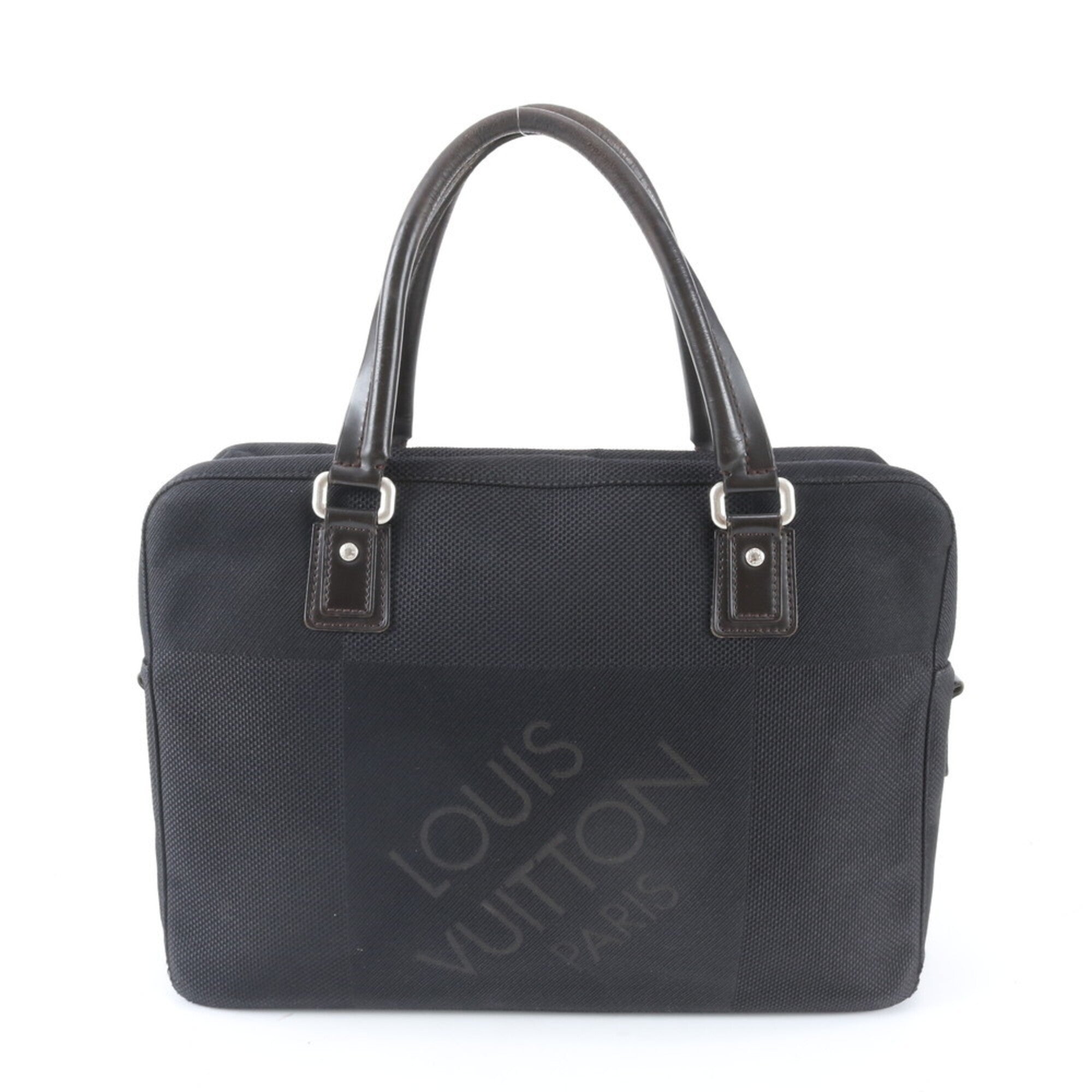 Louis Vuitton Damier Canvas Noir Leather Canvas Briefcase Handbag Tote Bag (Pre-Owned)